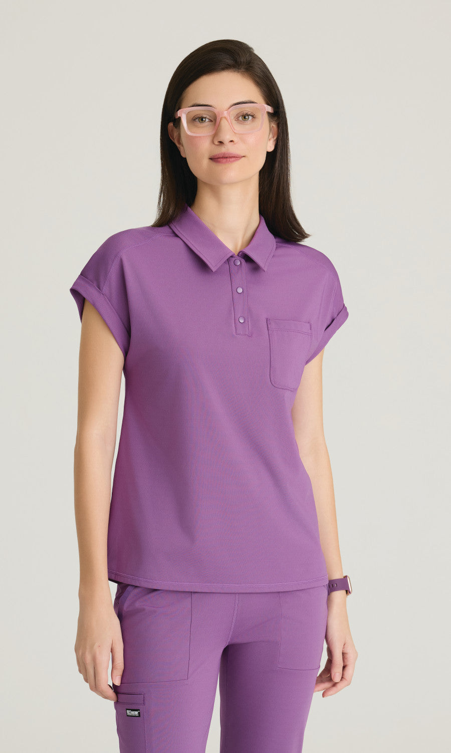 Grey's Anatomy Knit Stretch GRST254 Renew Knit Top Imperial Violet