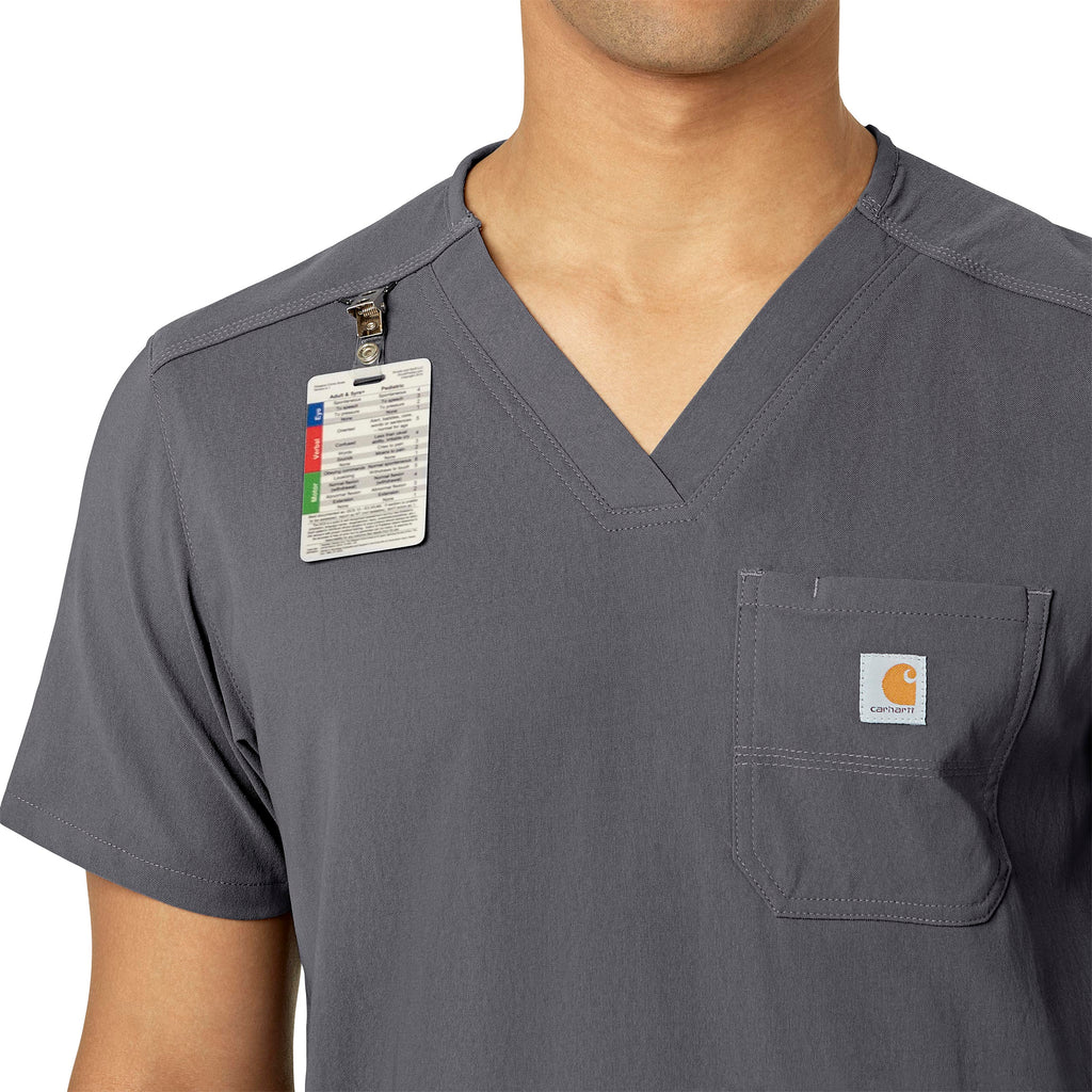 Rugged Flex Peak C15037 Men's 5-Pocket V-Neck Scrub Top Pewter