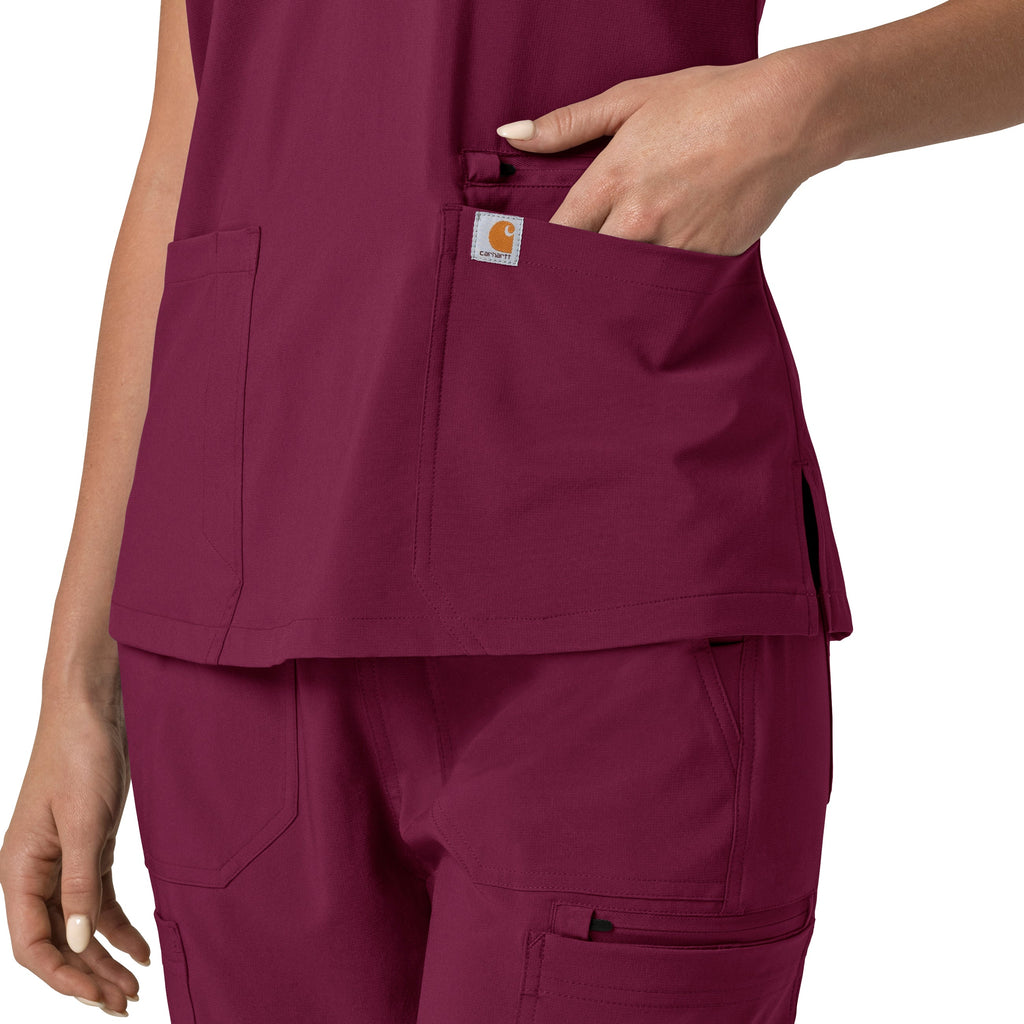 Force Cross-Flex C13210 Flex Panel V-Neck Scrub Top Wine