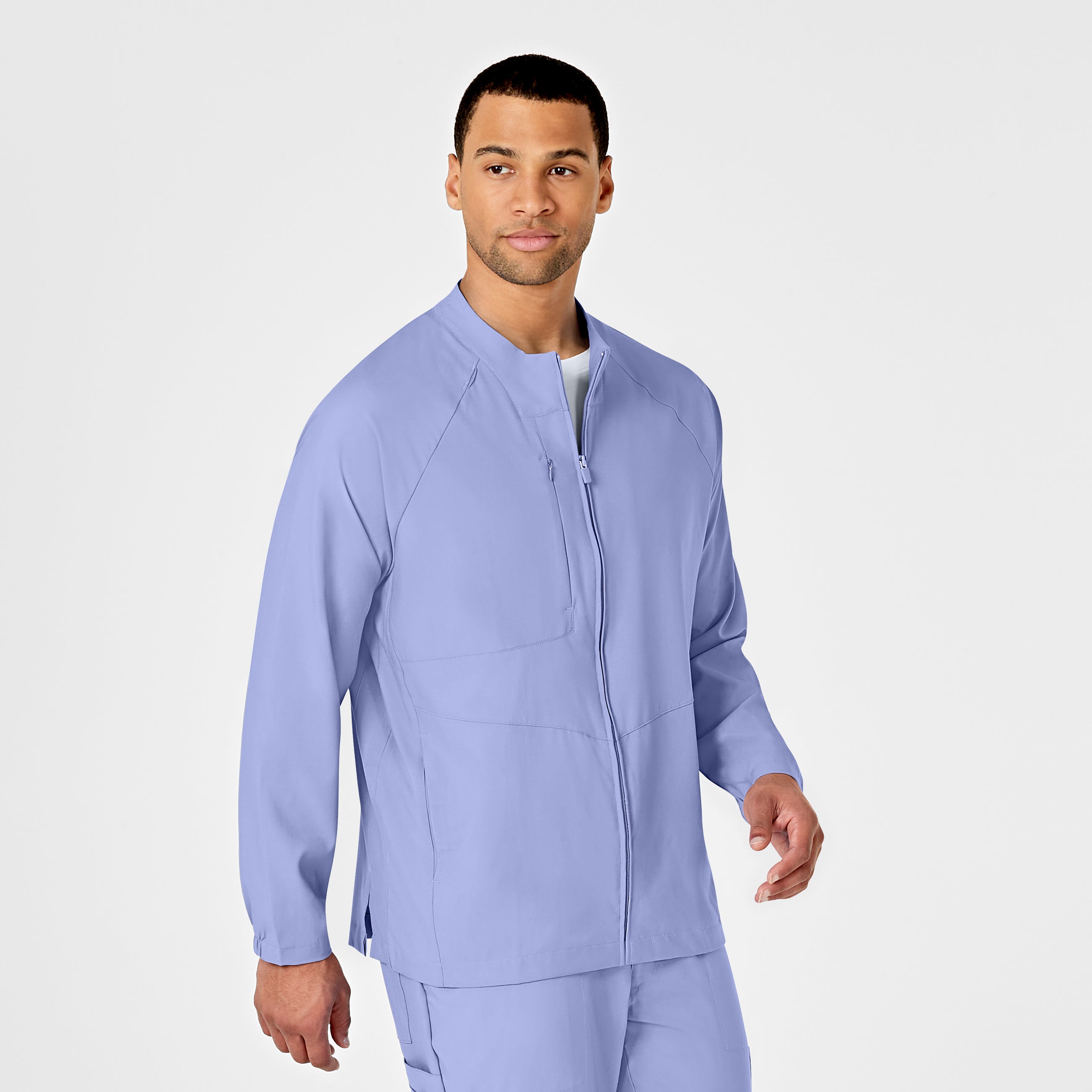 W123 8355 Men's Zip Front Warm Up Jacket Ceil Blue