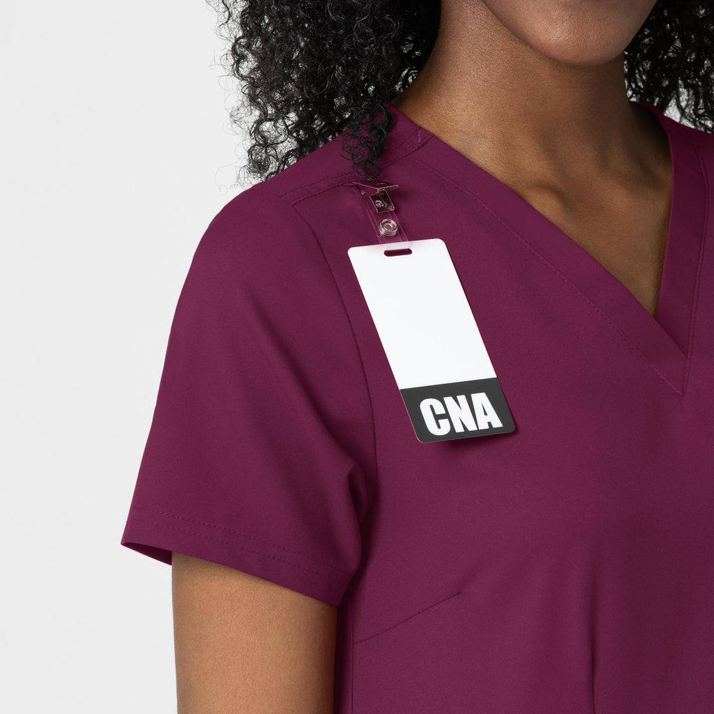 Thrive 6122 Fitted 3-Pocket V-Neck Scrub Top Wine