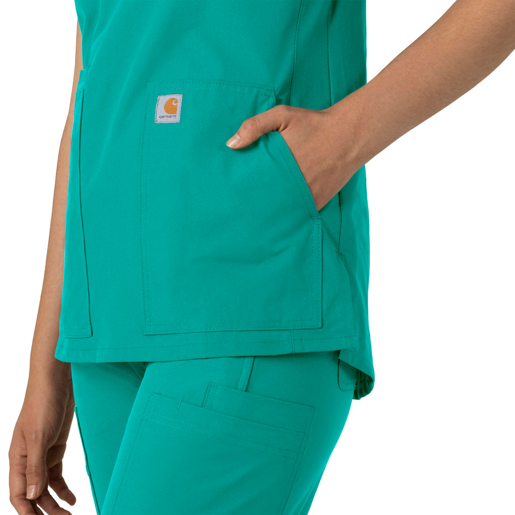 Force Essentials C12213 Notch Neck Tunic Scrub Top Teal Blue