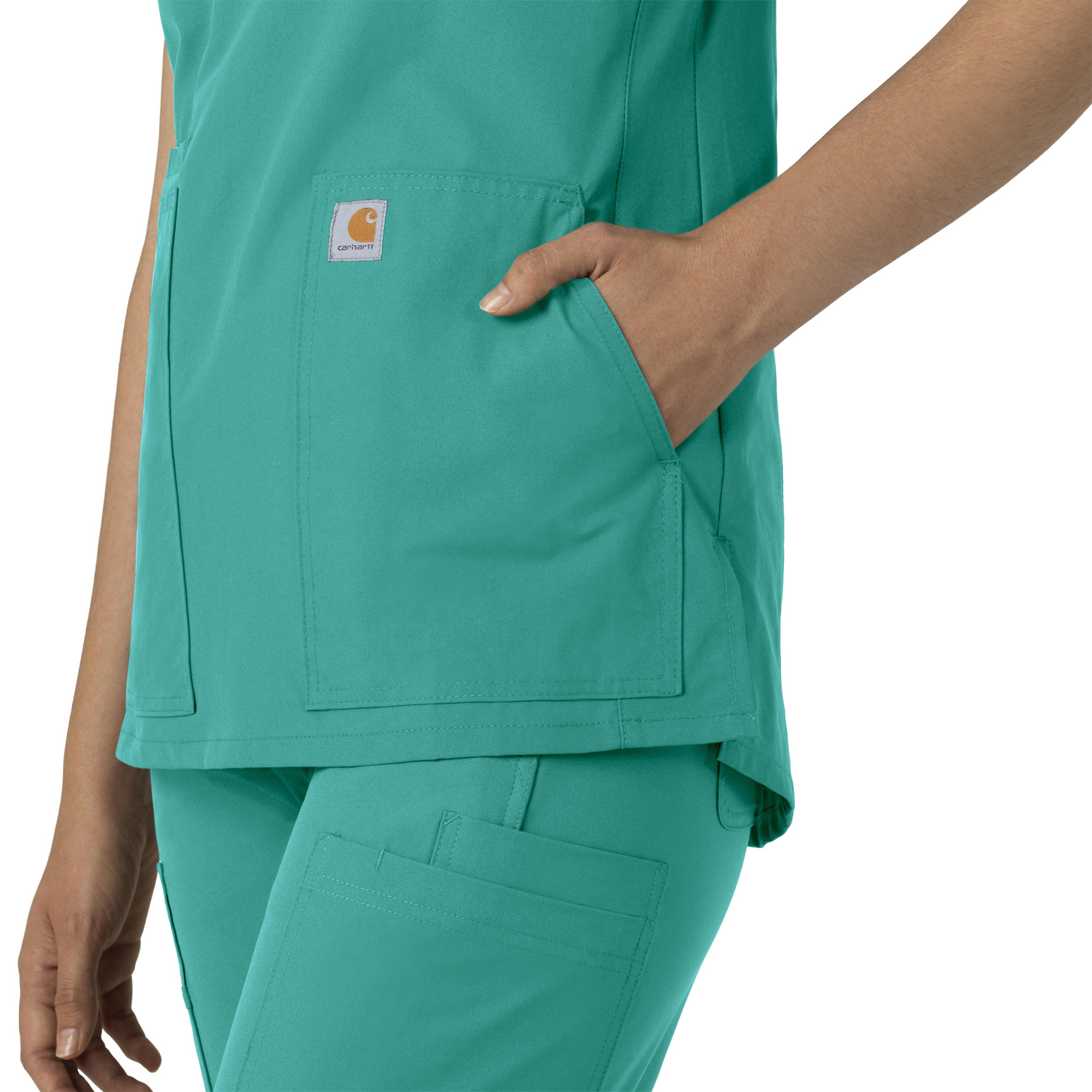 Force Essentials C12213 Notch Neck Tunic Scrub Top Teal Blue