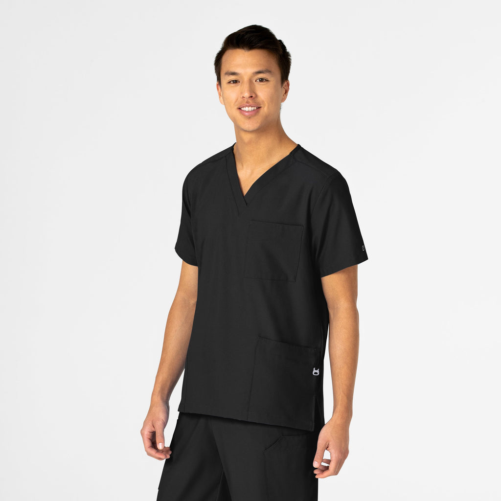 W123 6855 Unisex 4 Pocket Utility Scrub Top Black