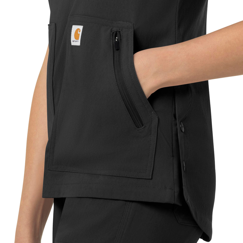 Rugged Flex Peak C12237 4-Pocket V-Neck Scrub Top Black