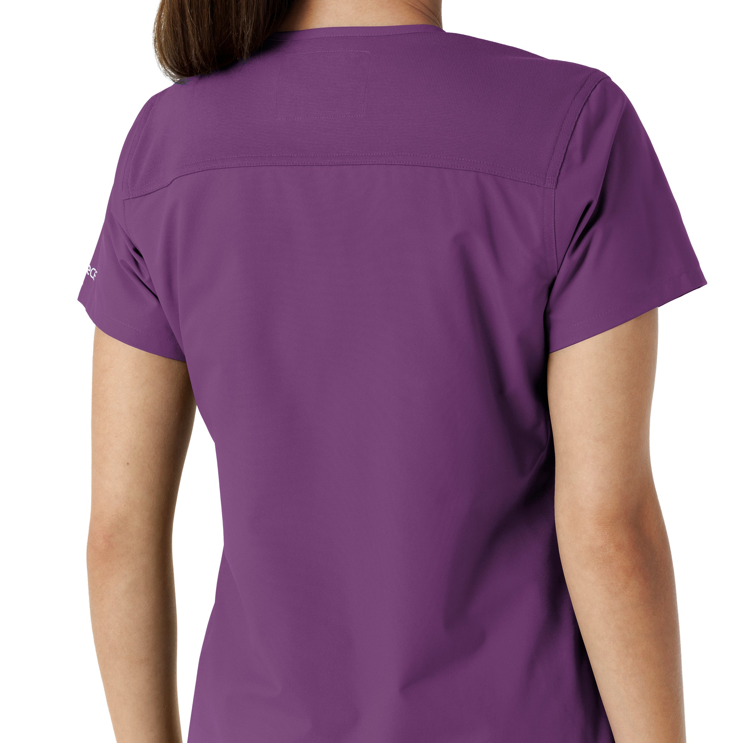 Force Essentials C12313 V-Neck Knit Panel Scrub Top Eggplant