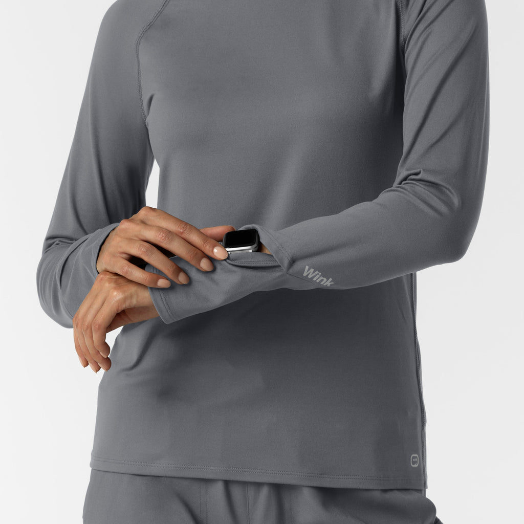 Layers 2139 Women's Watch Window Long Sleeve Underscrub Top Pewter