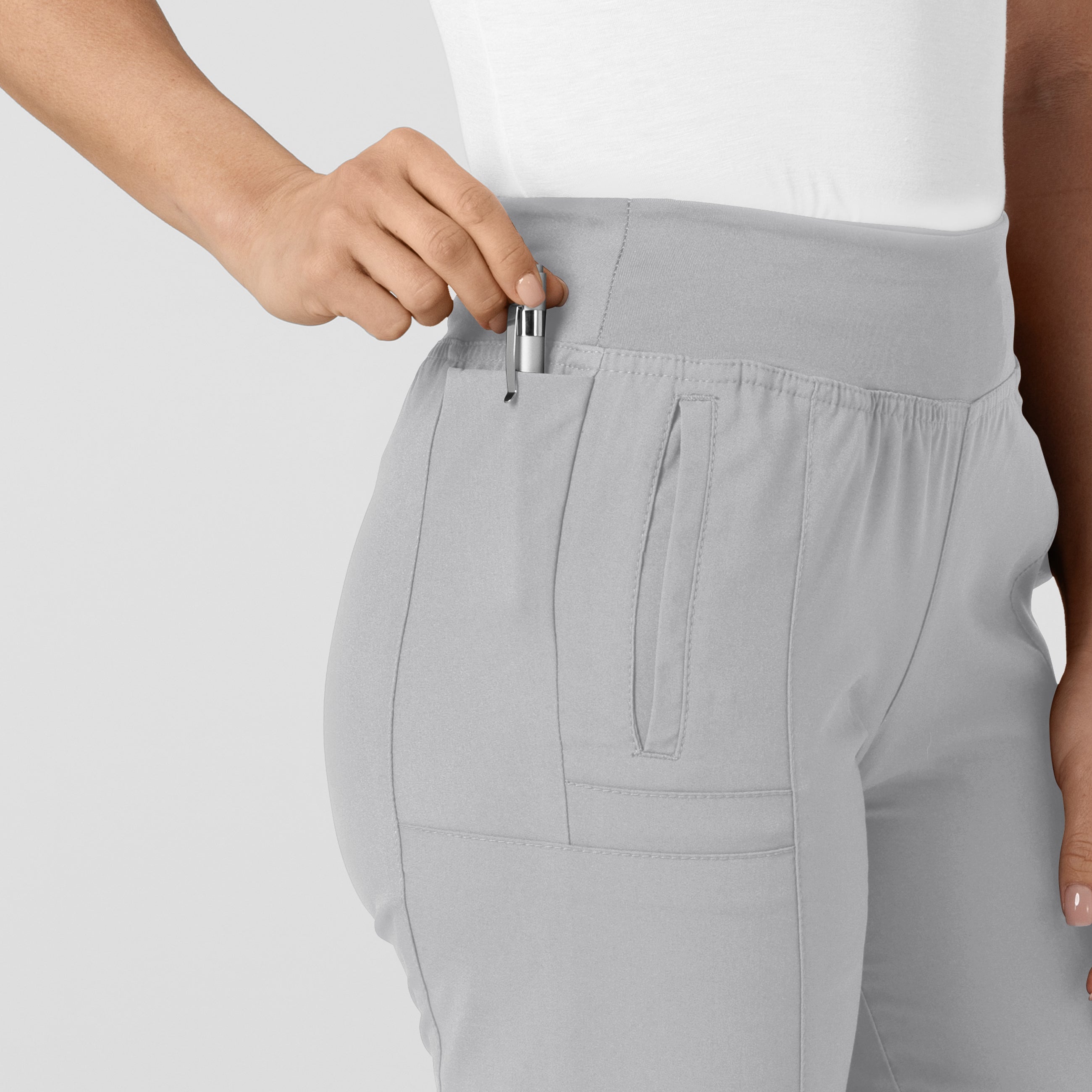 W123 5555 Comfort Waist Cargo Jogger Scrub Pants Grey