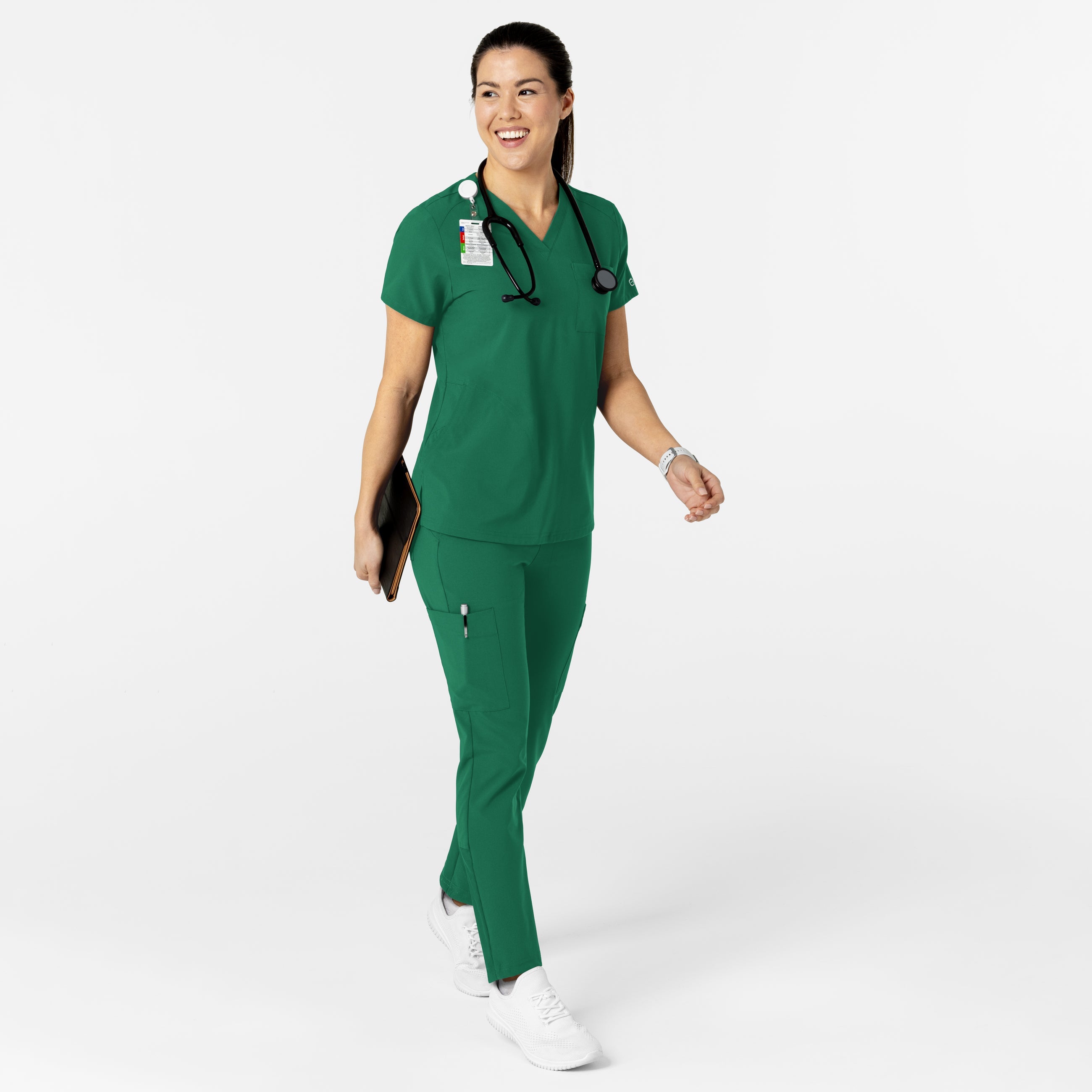W123 6045 Flex-n-Reach V-Neck Scrub Top Hunter