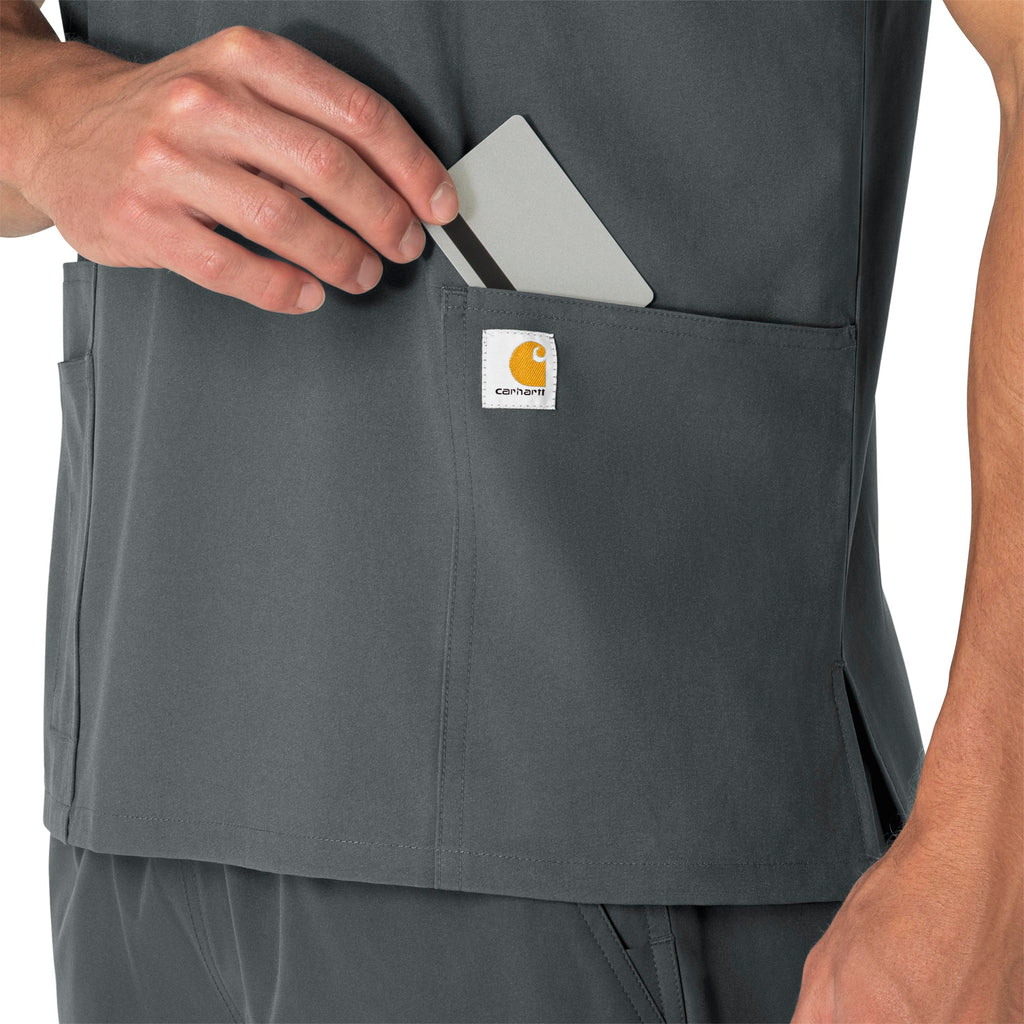 Force Essentials C15013 Unisex V-Neck 6-Pocket Scrub Top Pewter
