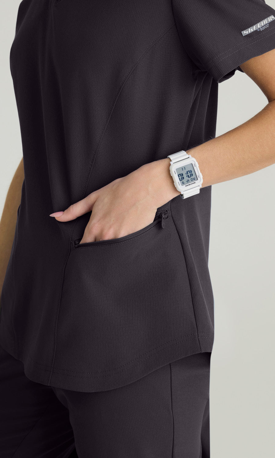 Skechers Vitality SKT092 Electra Scrub Top Pewter