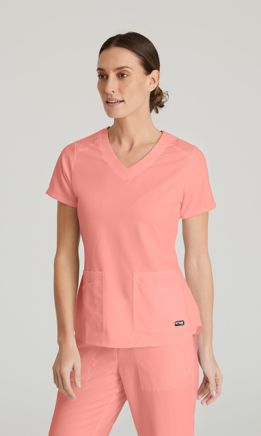 Grey's Anatomy Stretch GRST011 Emma Scrub Top Bright Papaya