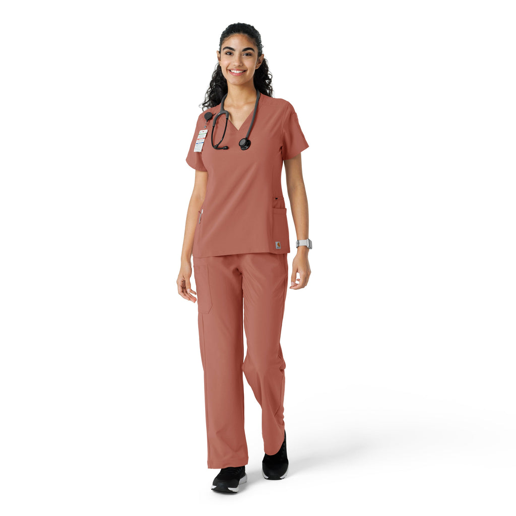 Force Cross-Flex C13310 Knit Panel Scrub Top Wildrose