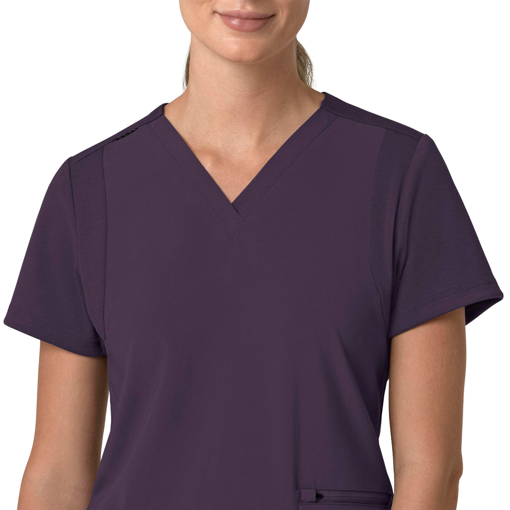 Force Cross-Flex C13210 Flex Panel V-Neck Scrub Top Black Plum