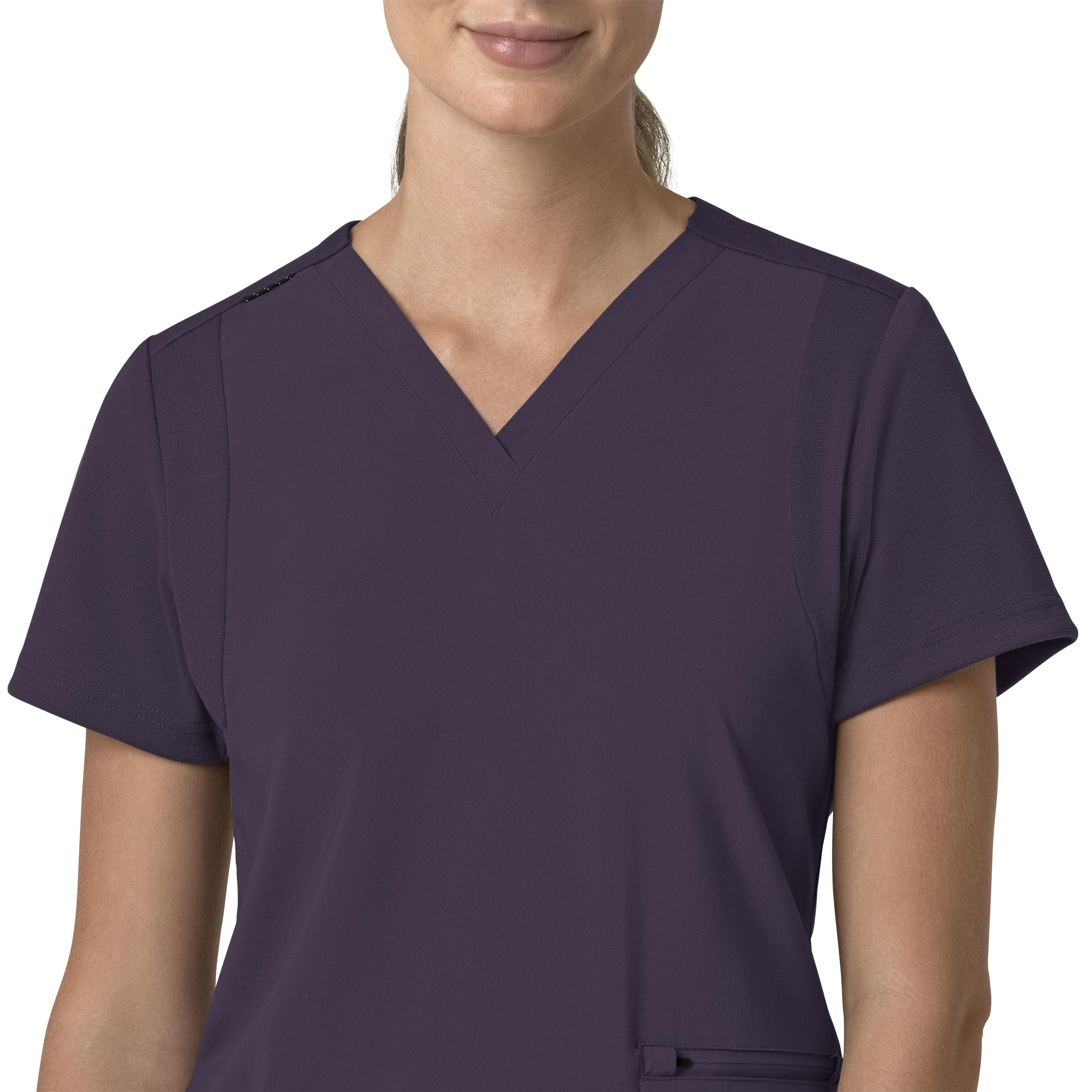 Force Cross-Flex C13210 Flex Panel V-Neck Scrub Top Black Plum