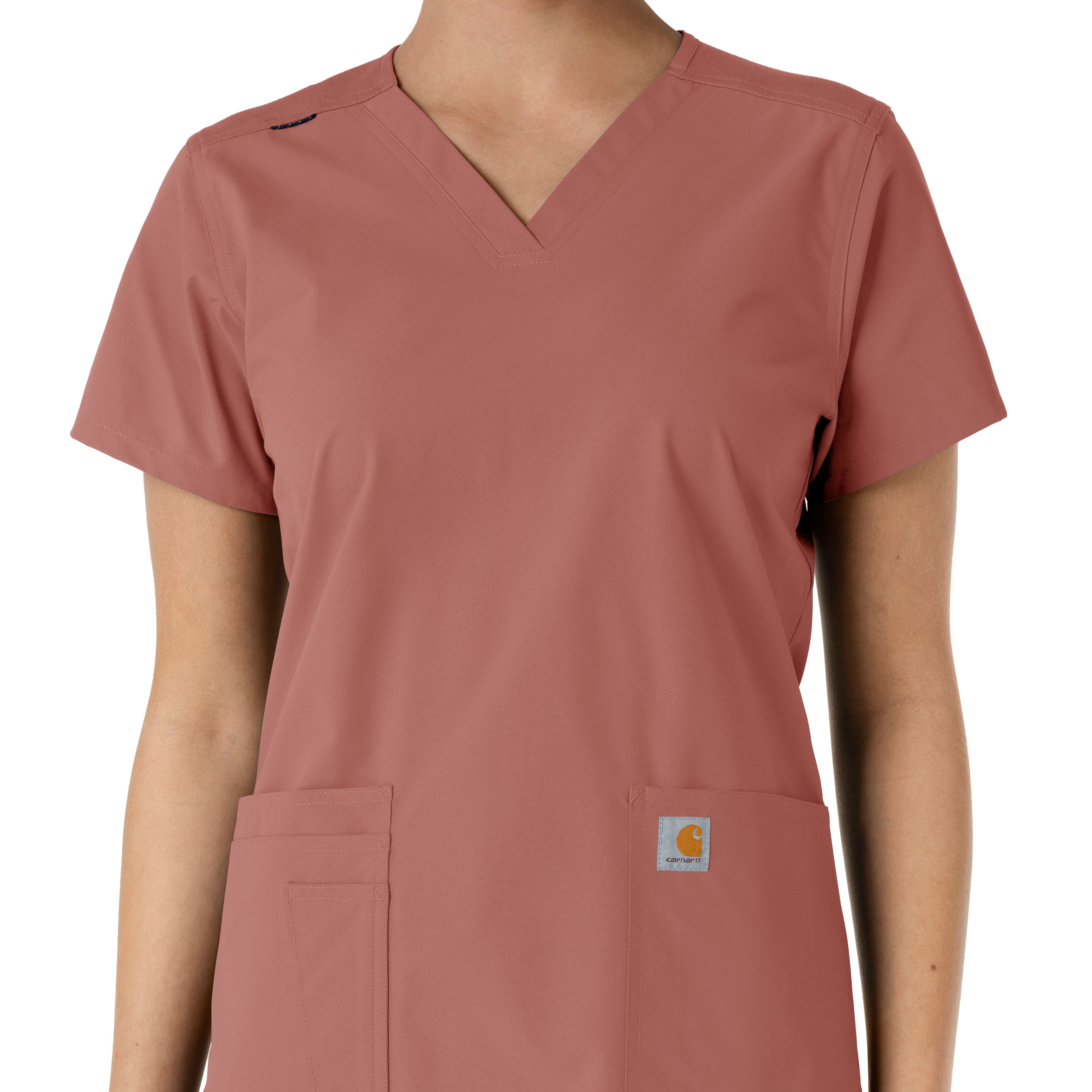 Force Essentials C12313 V-Neck Knit Panel Scrub Top Wildrose