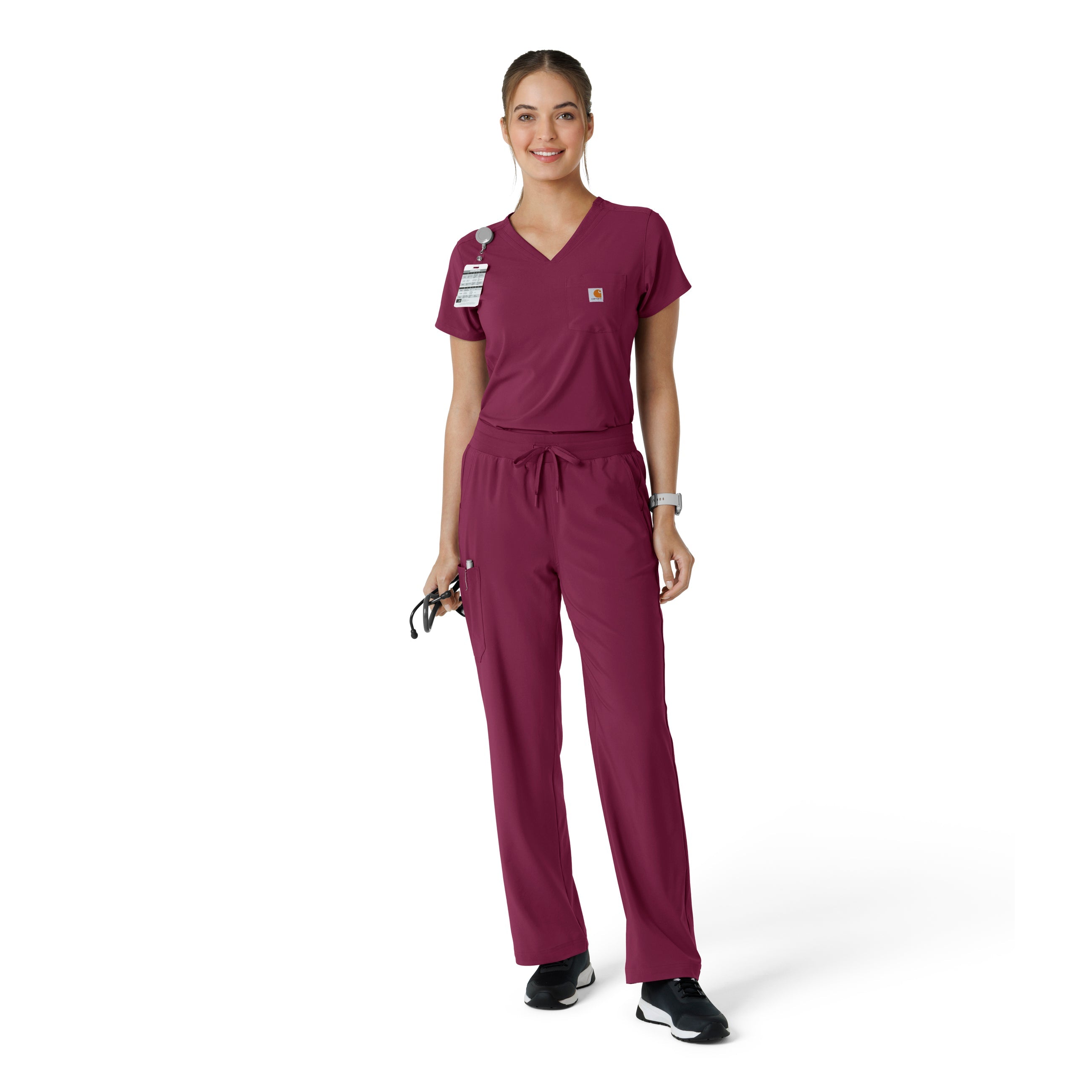 Force Cross-Flex C13410 Tuck-In Scrub Top Wine