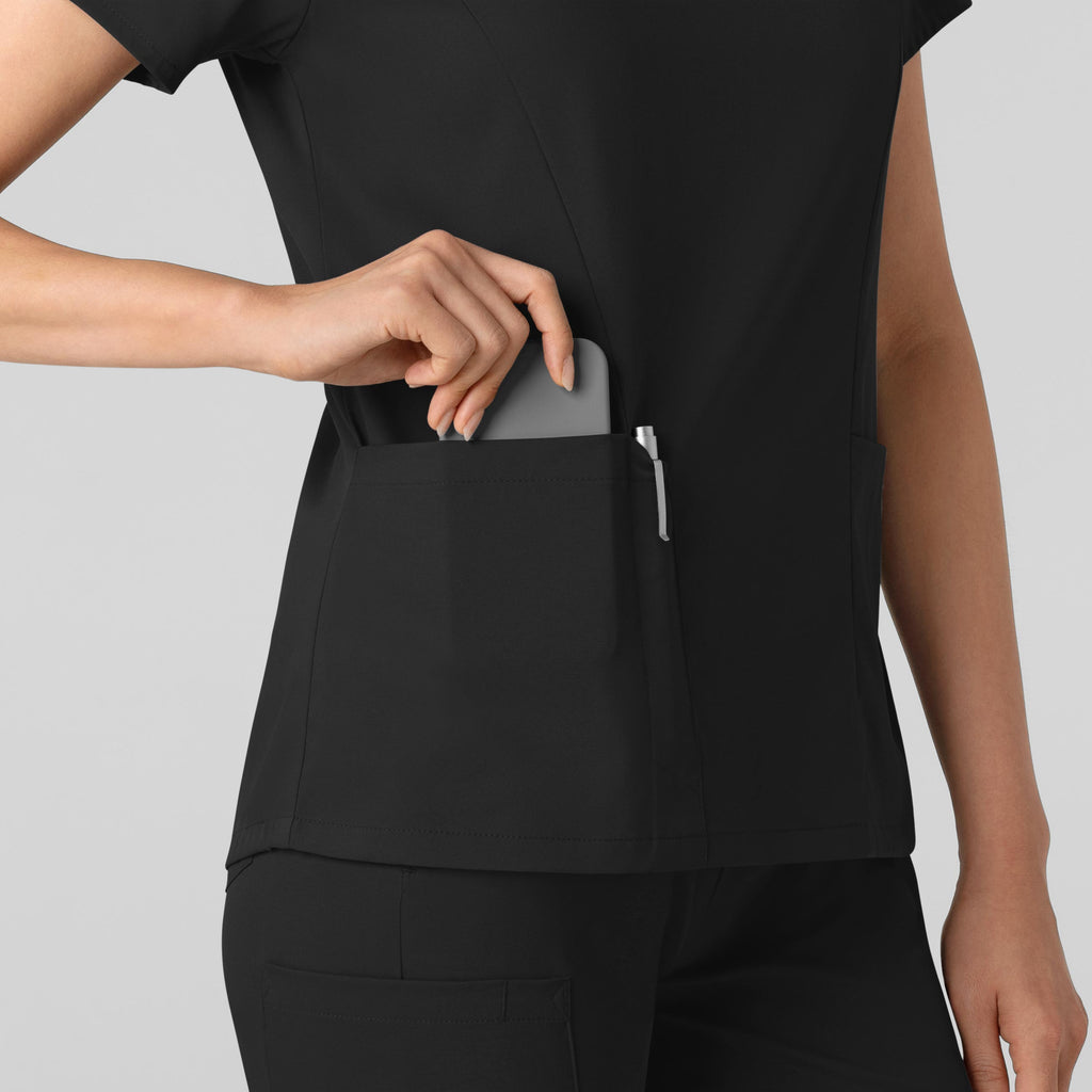 Boundless 6251 2-Pocket V-Neck Scrub Top Black