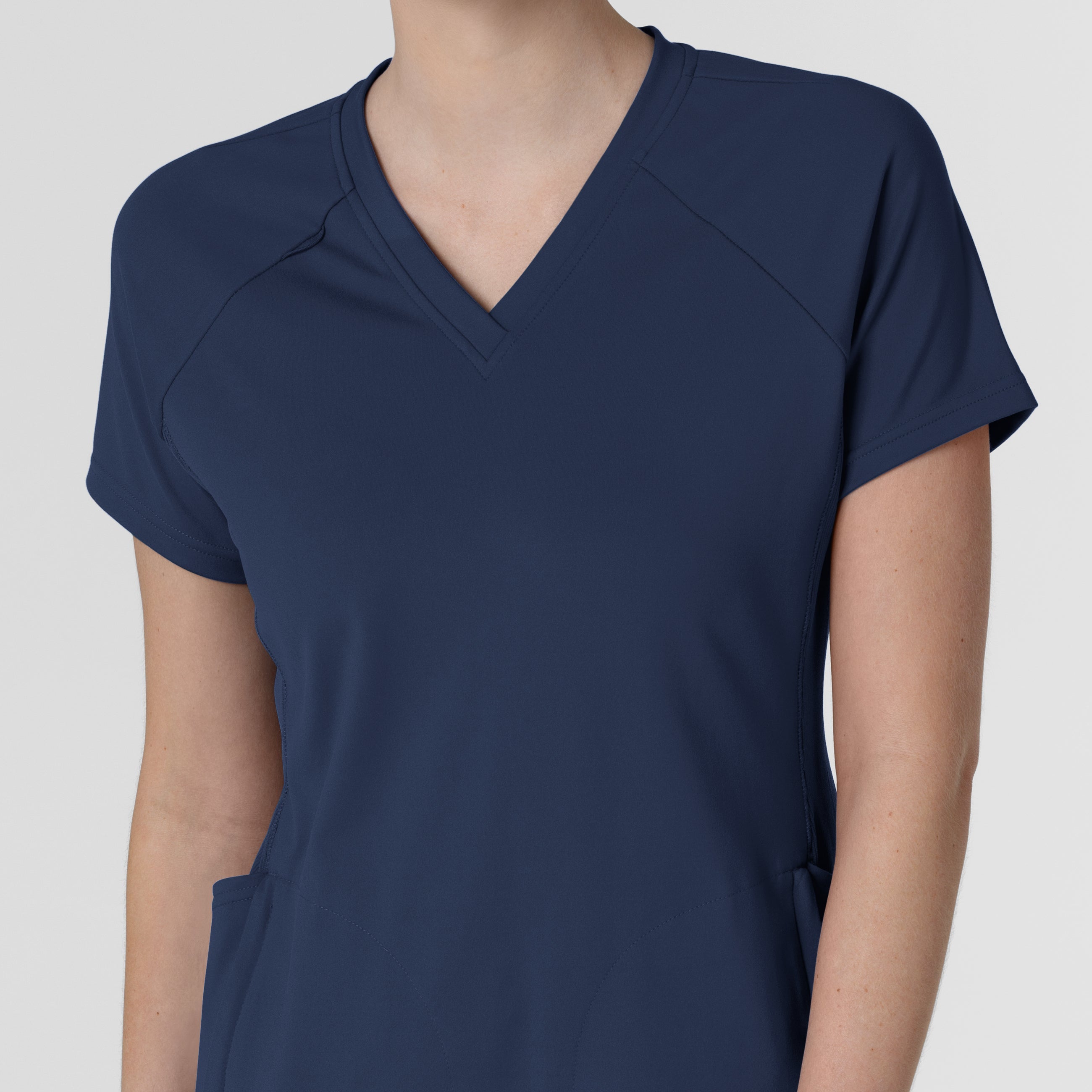 RENEW 6259 Knit Flex-n-Reach V-Neck Raglan Scrub Top Navy
