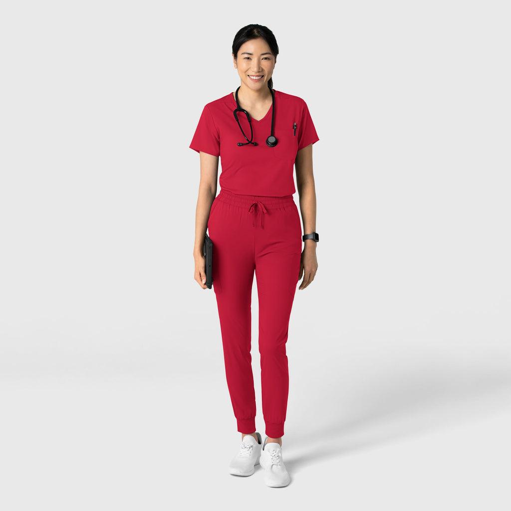 Boundless 6151 Tuck-In Scrub Top Red