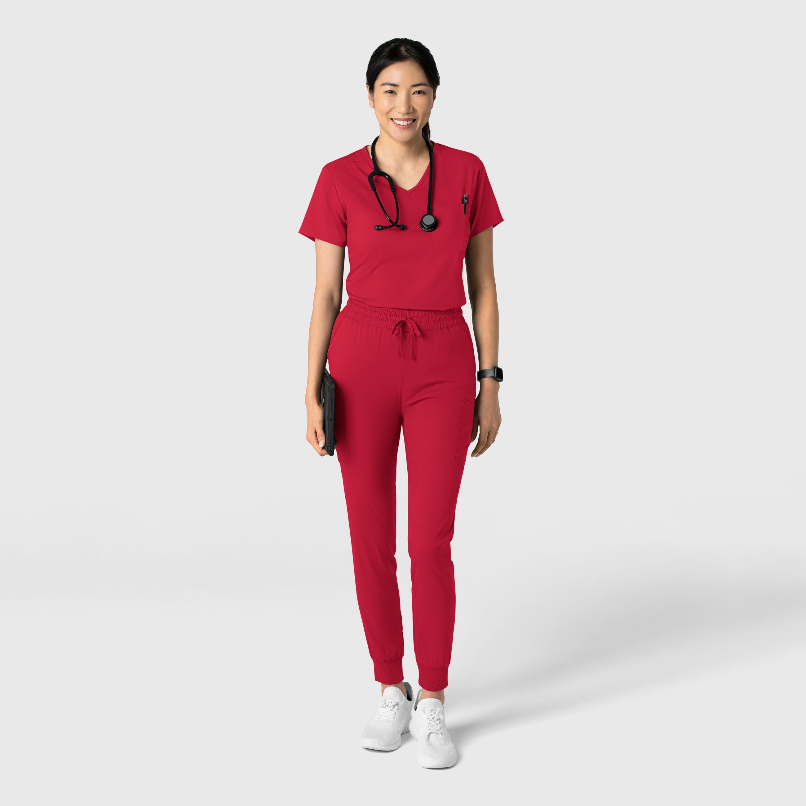 Boundless 6151 Tuck-In Scrub Top Red