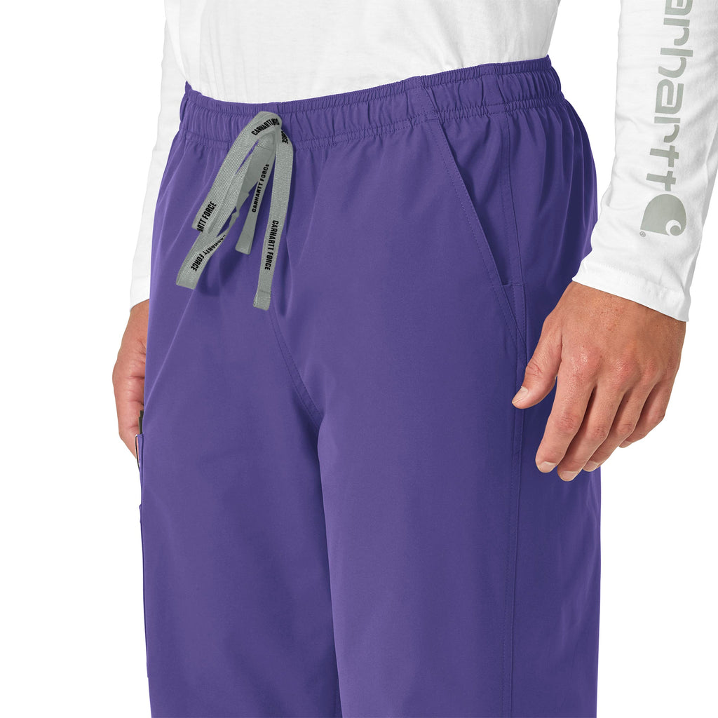 Force Essentials C55013 Unisex Elastic Waist Cargo Scrub Pants Grape