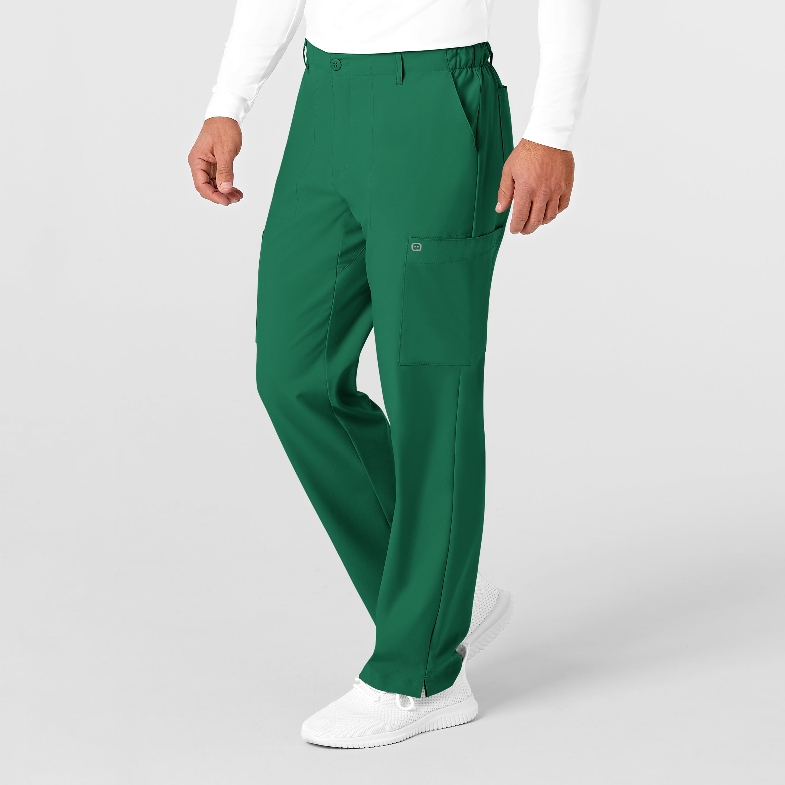 W123 5355 Men's Flat Front Cargo Scrub Pants Hunter