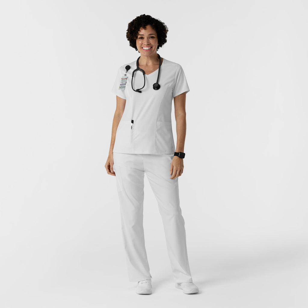 Boundless 6251 2-Pocket V-Neck Scrub Top White