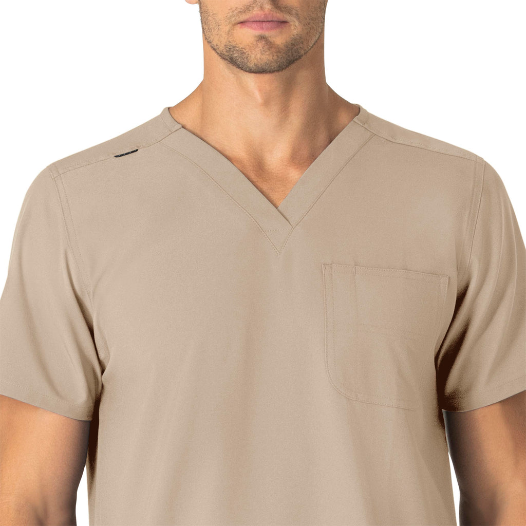 Force Essentials C15013 Unisex V-Neck 6-Pocket Scrub Top Khaki