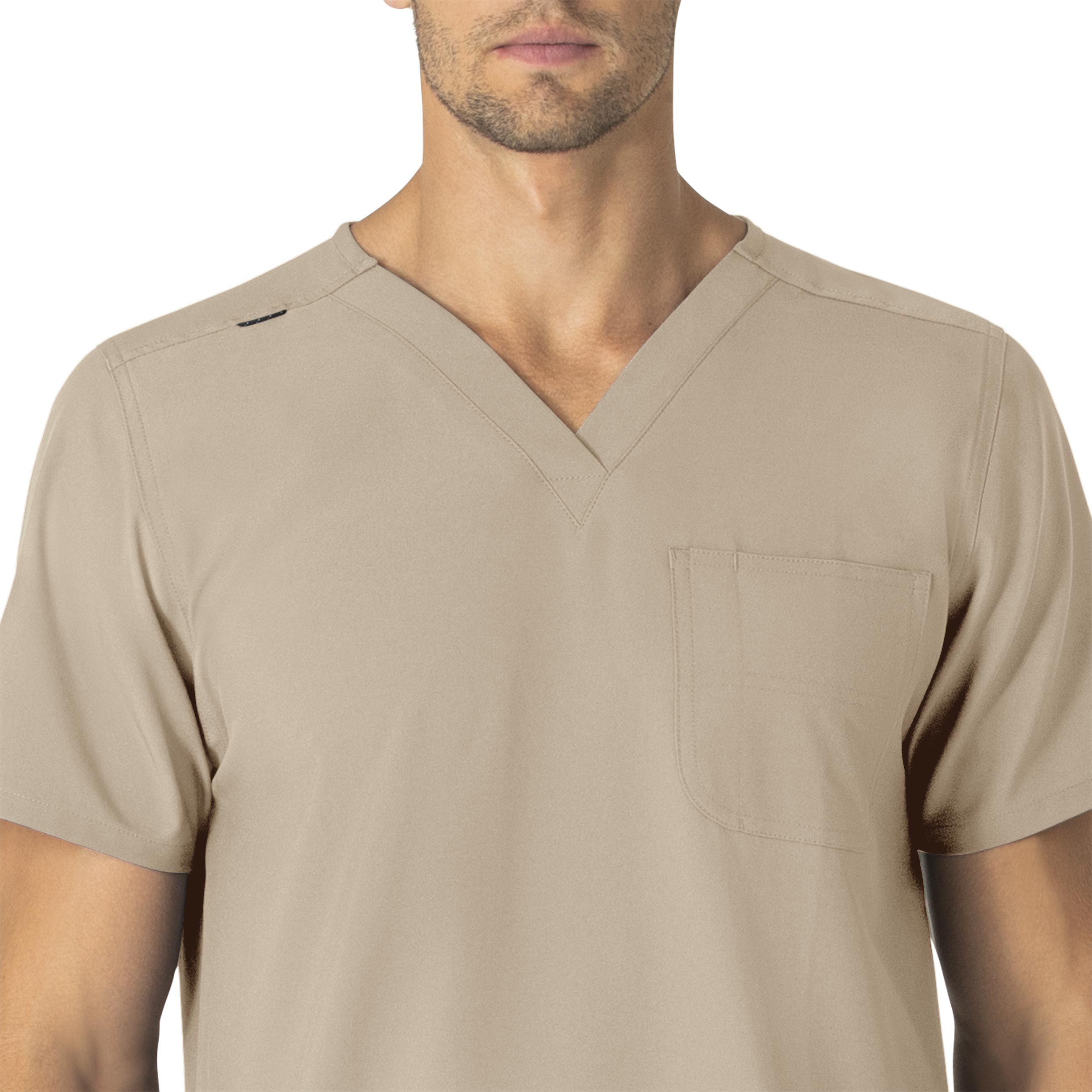 Force Essentials C15013 Unisex V-Neck 6-Pocket Scrub Top Khaki