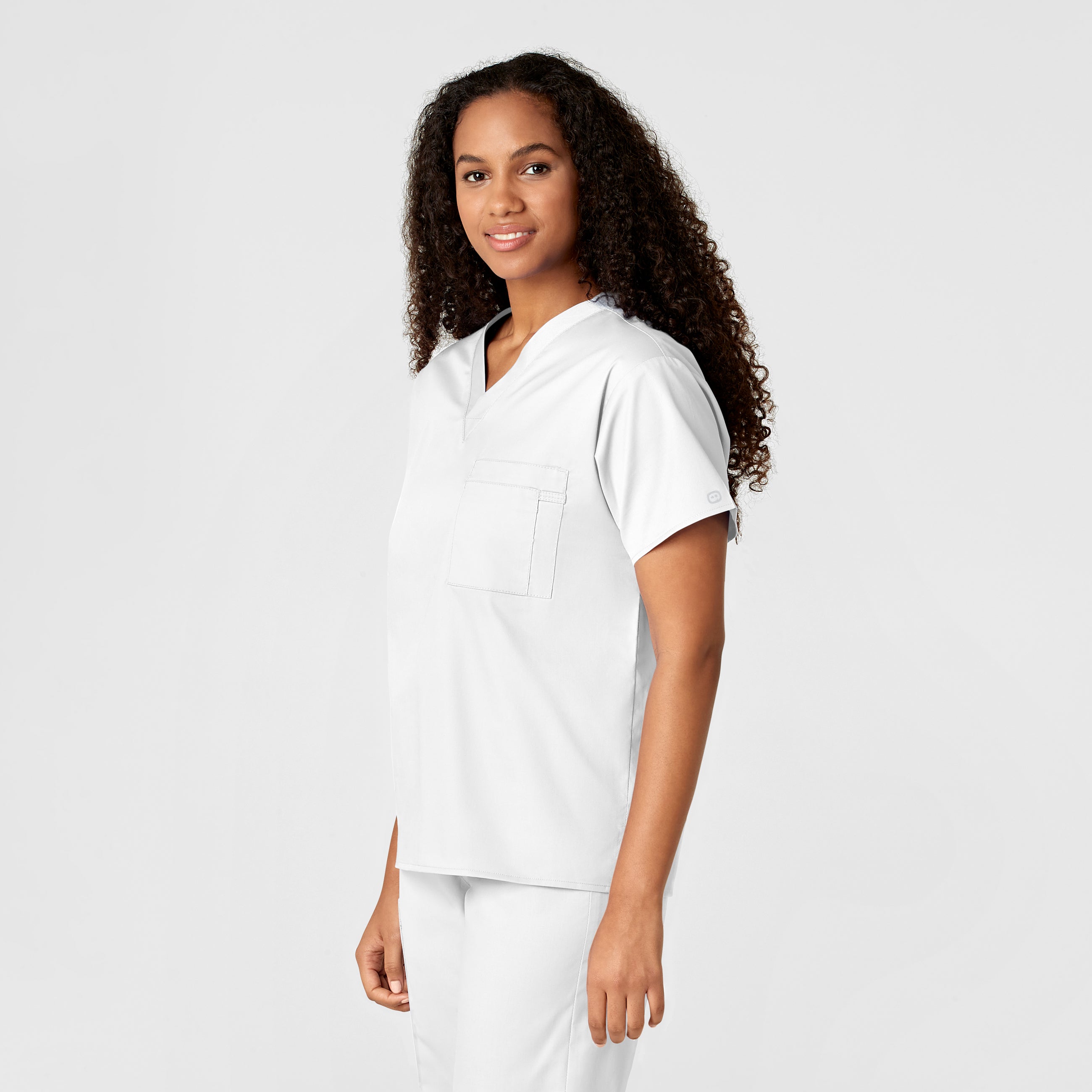 WonderWORK 100 Unisex V-Neck Scrub Top White