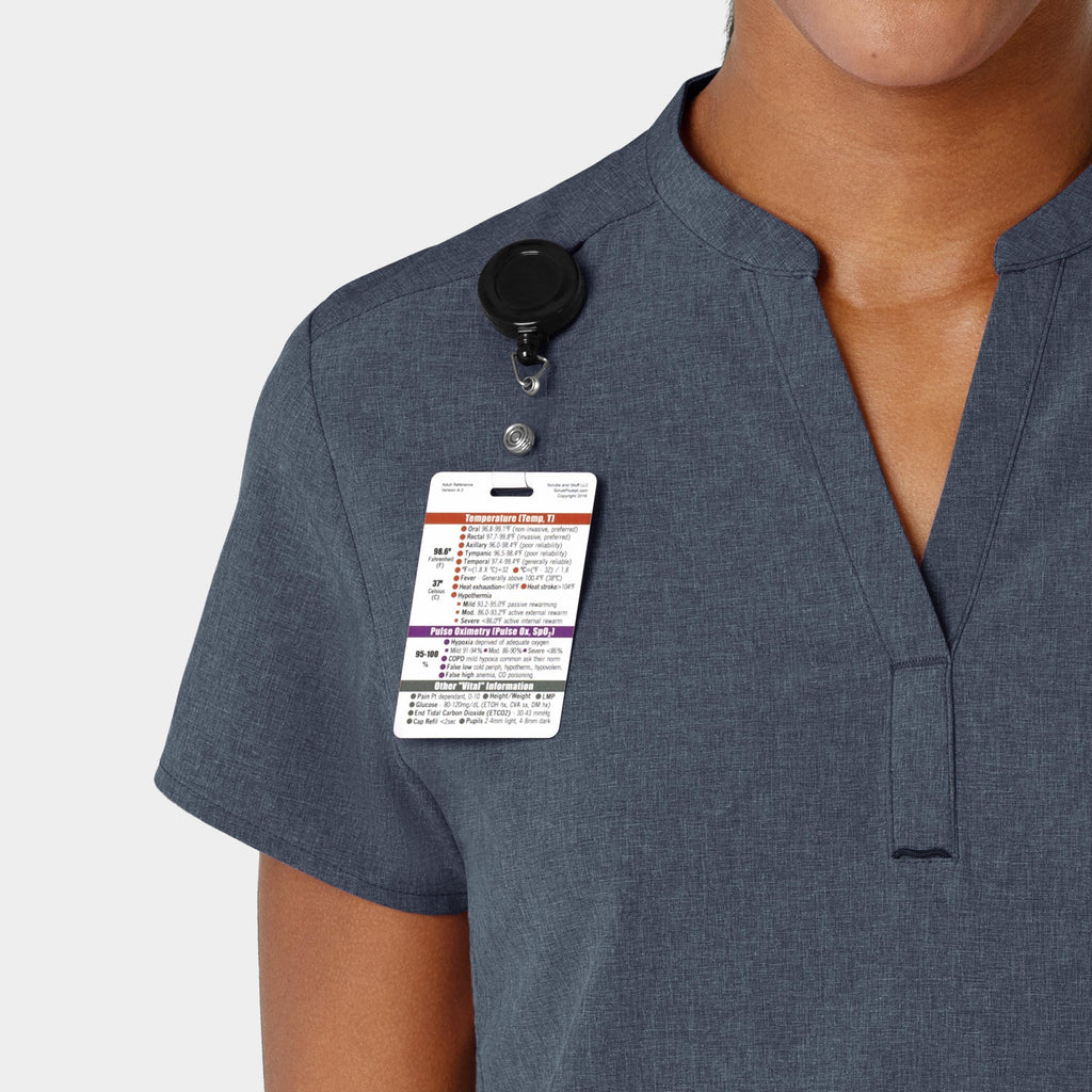 RENEW 6734 Mandarin Collar Scrub Top Navy Heather