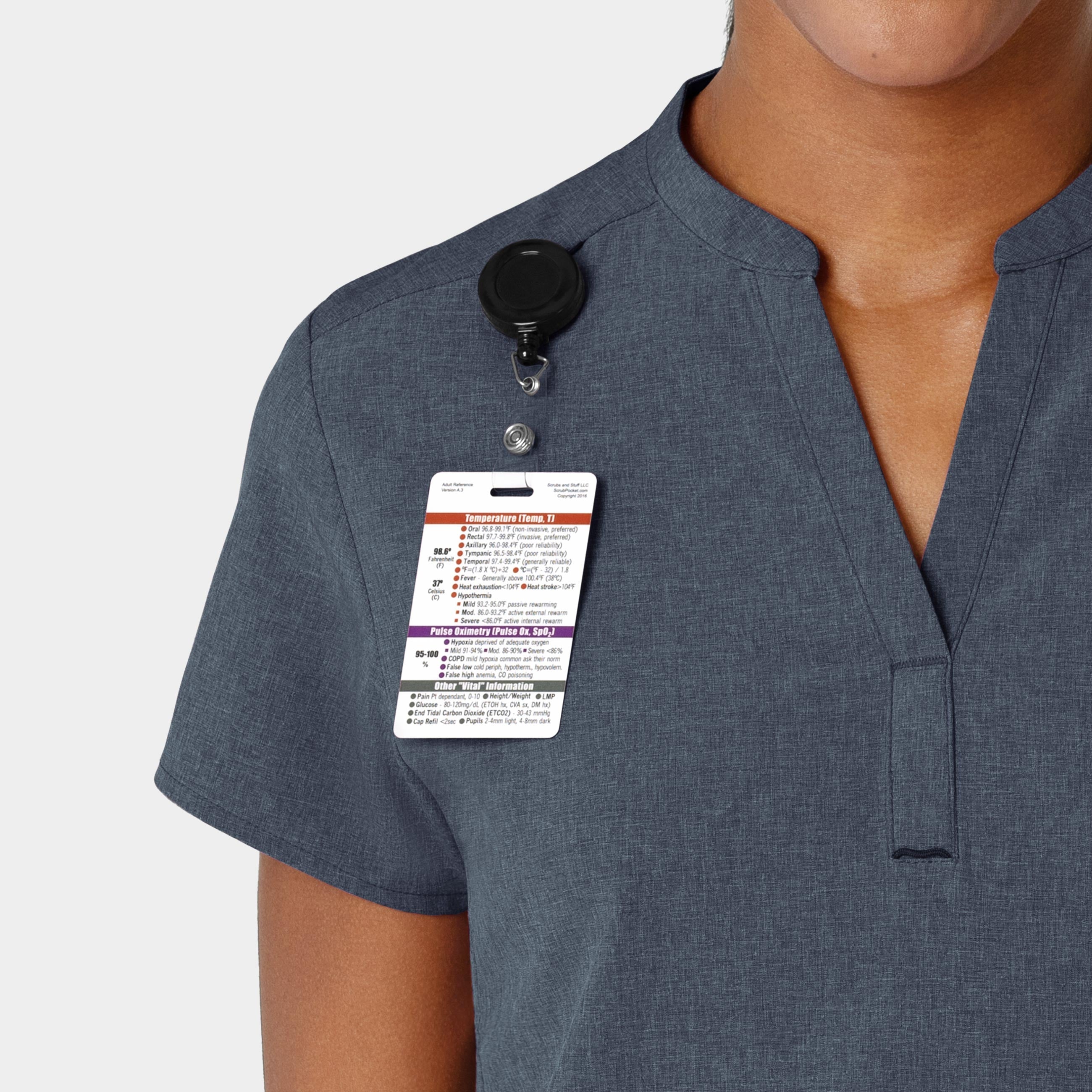 RENEW 6734 Mandarin Collar Scrub Top Navy Heather