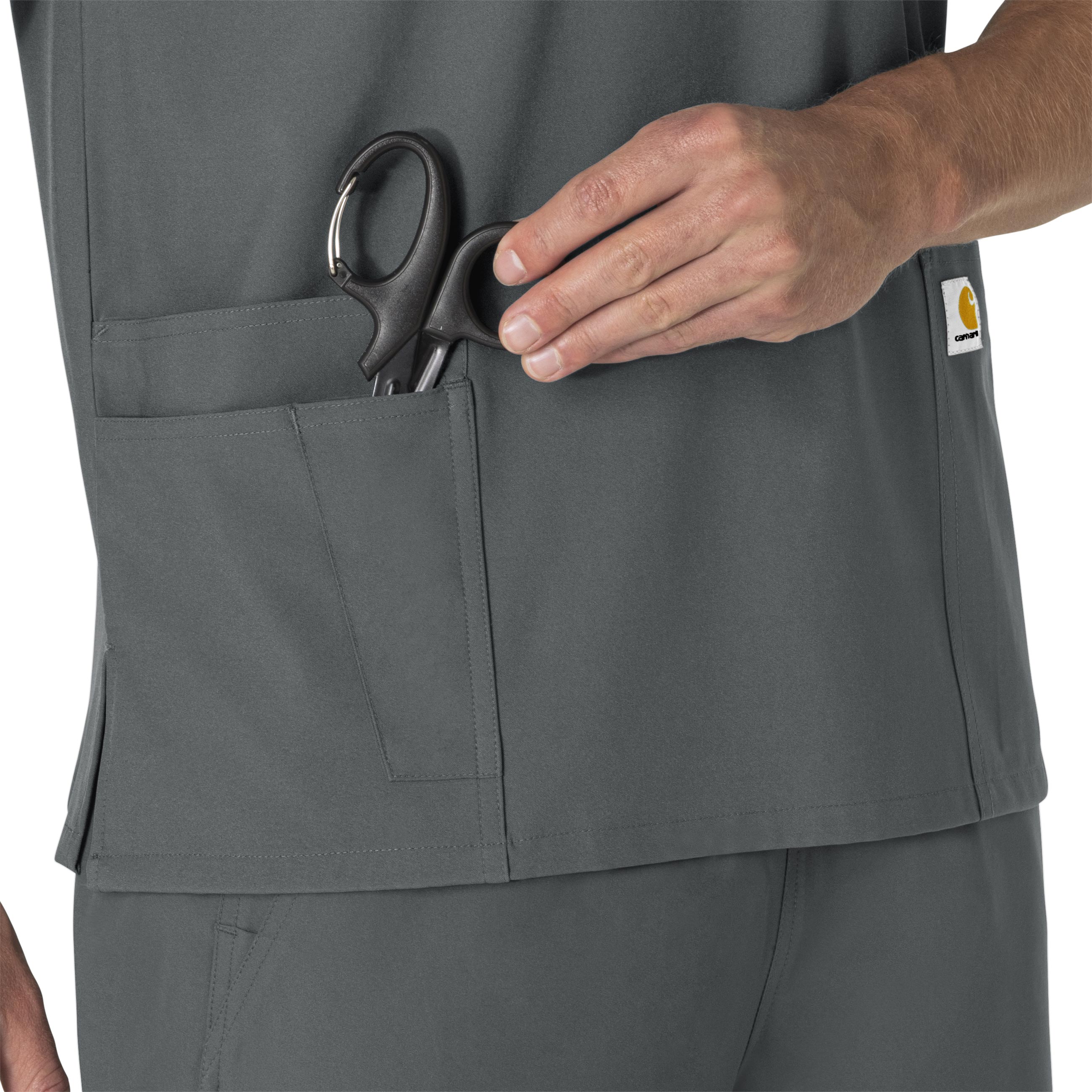 Force Essentials C15013 Unisex V-Neck 6-Pocket Scrub Top Pewter