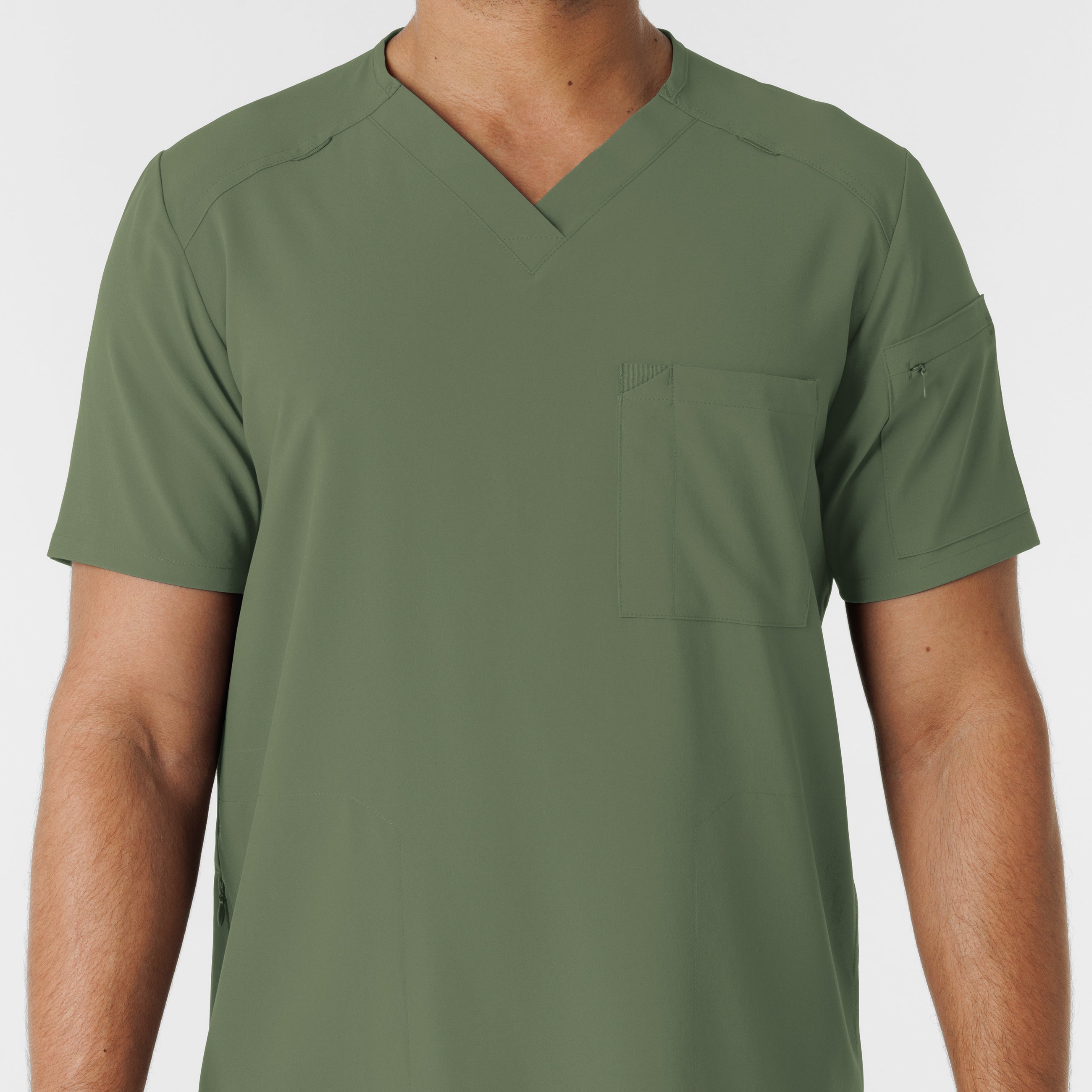 RENEW 6834 Men's V-Neck 5 Pocket Scrub Top Olive