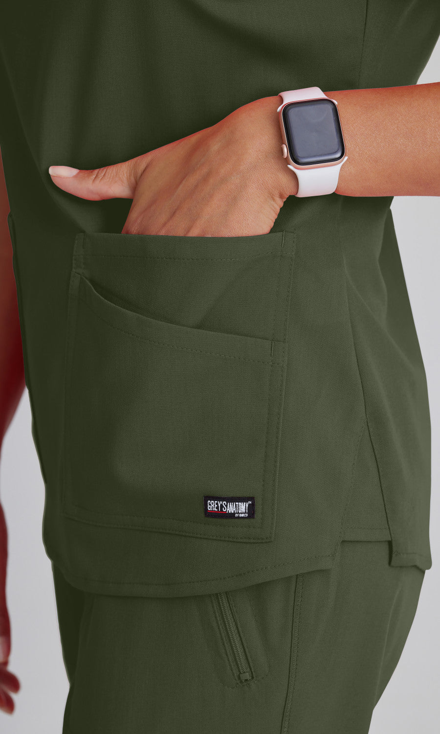 Grey's Anatomy Stretch GRST011 Emma Scrub Top Olive