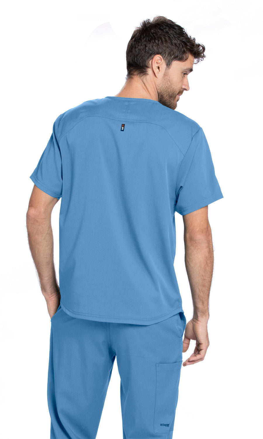 Grey's Anatomy Spandex Stretch GRST009 Wesley Scrub Top Ciel Blue