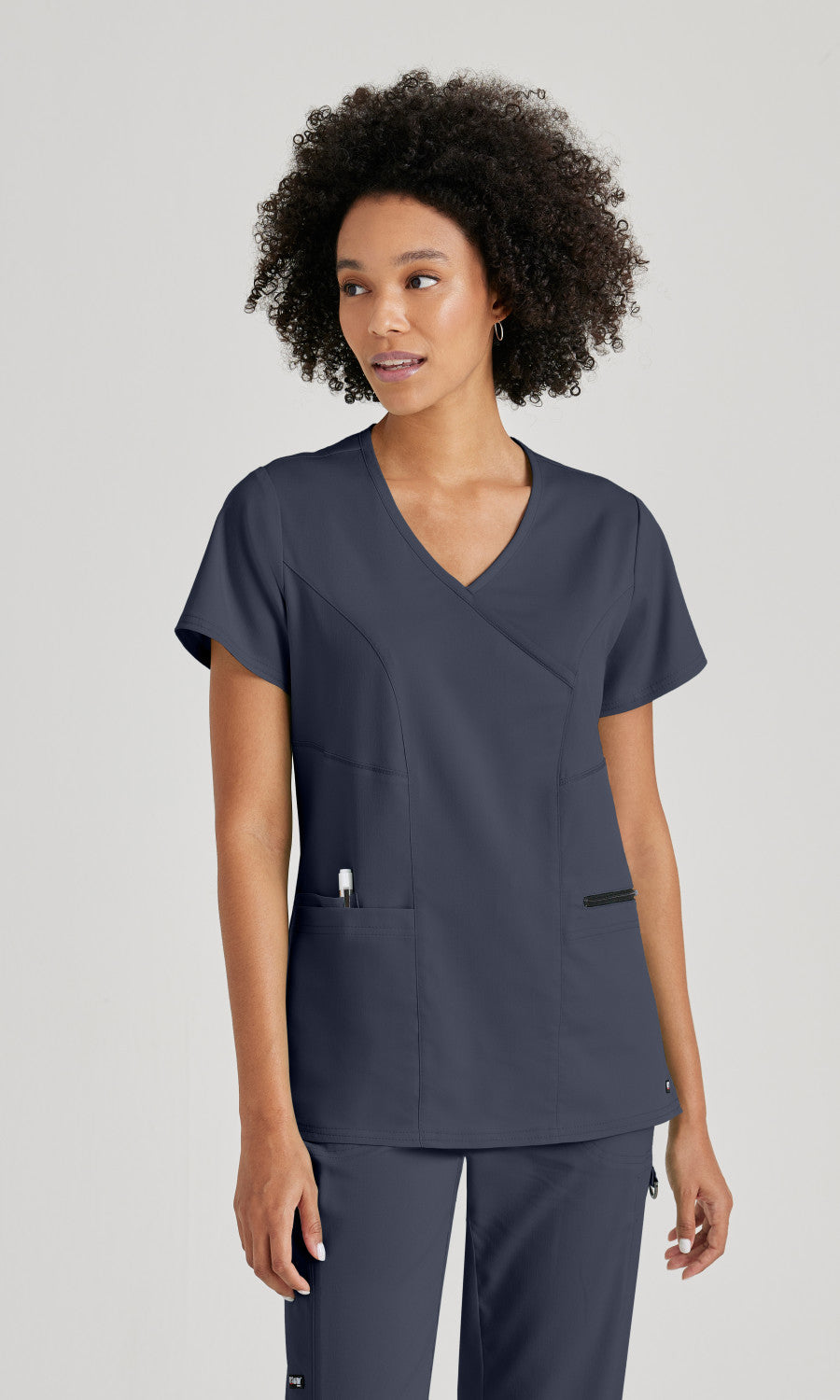 Grey's Anatomy Stretch GRST001 Kim Scrub Top Steel