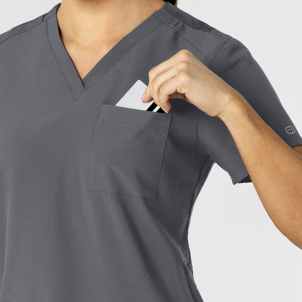 W123 6045 Flex-n-Reach V-Neck Scrub Top Pewter
