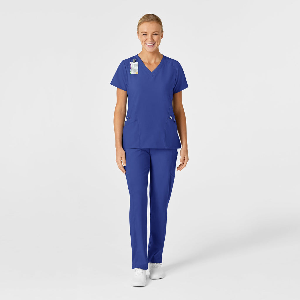 W123 6155 Stylized V-Neck Scrub Top Galaxy Blue
