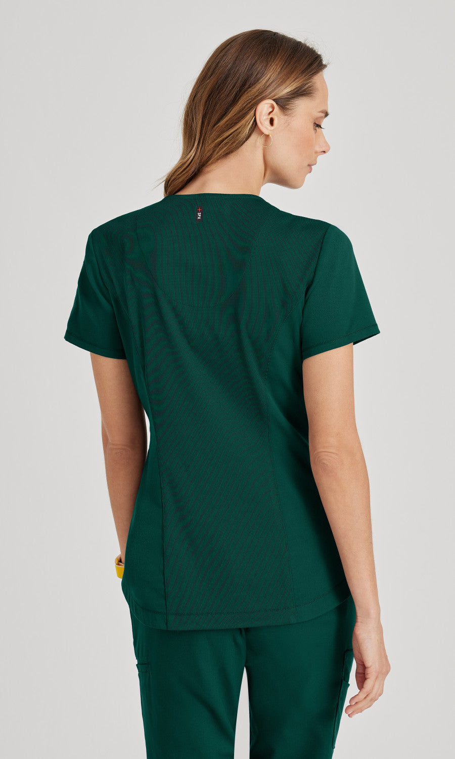 Grey's Anatomy Stretch GRST136 Capri Tuck-in Scrub Top Hunter Green