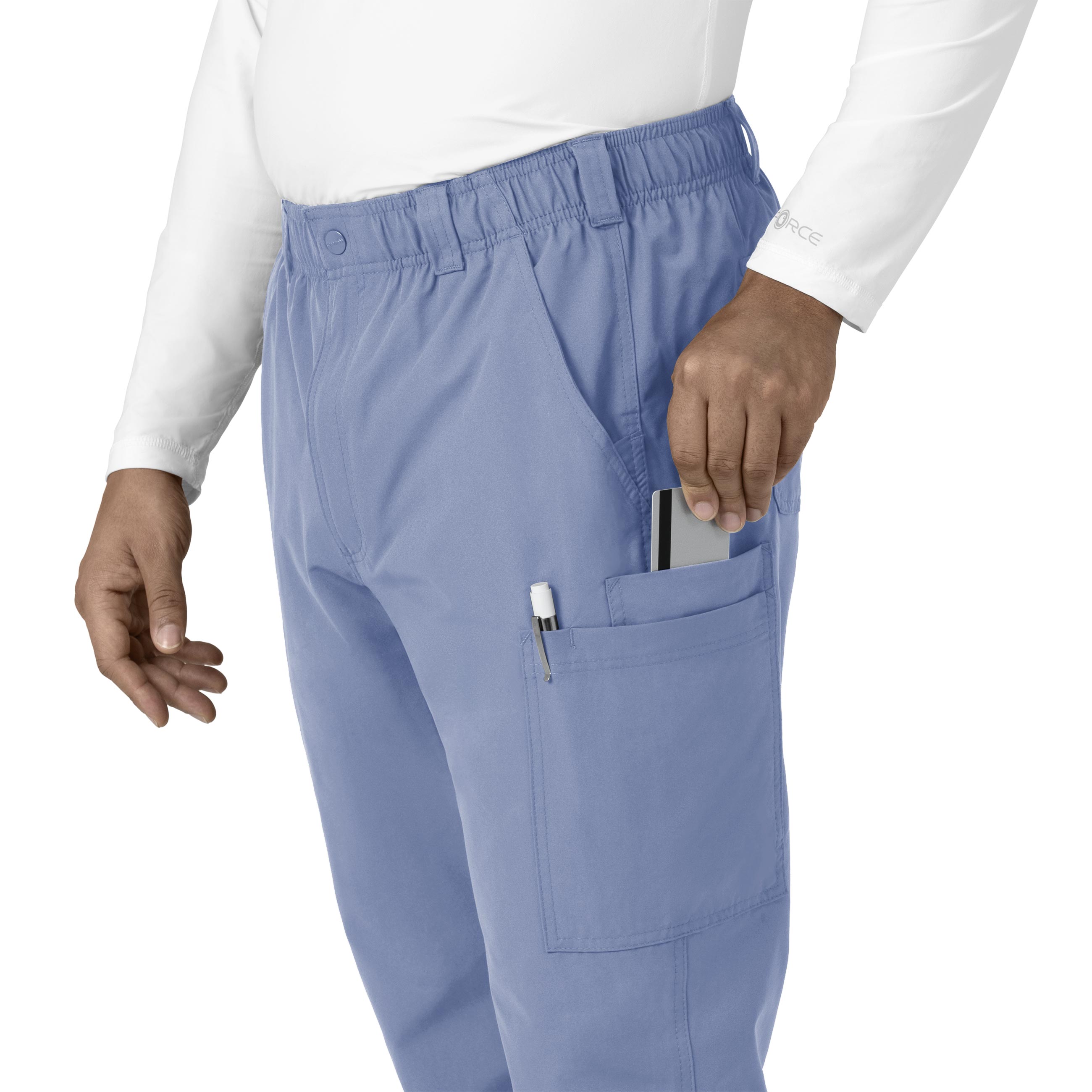 Force Essentials C56113 Men's Straight Leg Cargo Scrub Pants Ceil Blue