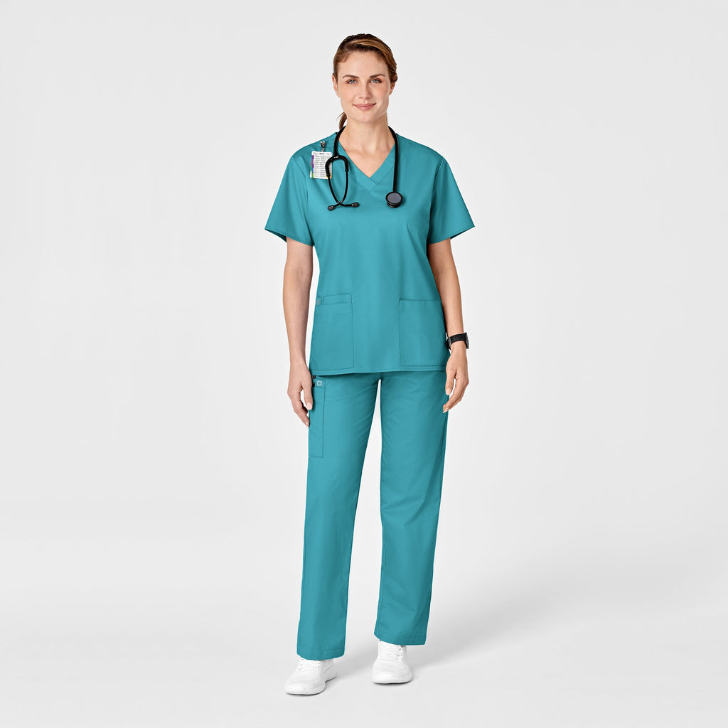 WonderWORK 501 Pull-On Cargo Scrub Pants Teal Blue