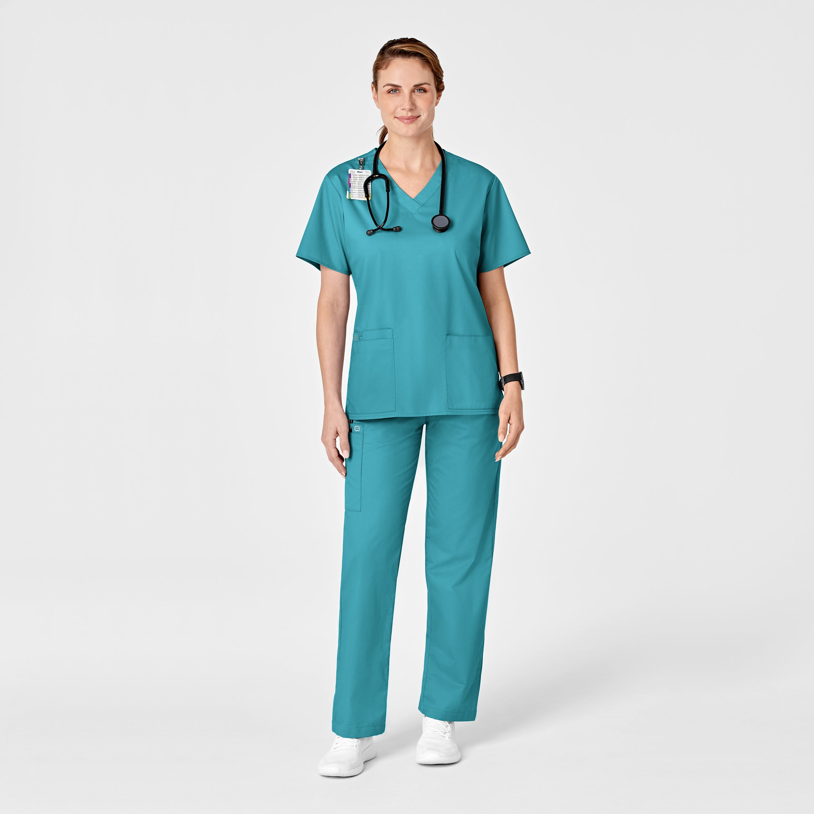 WonderWORK 501 Pull-On Cargo Scrub Pants Teal Blue
