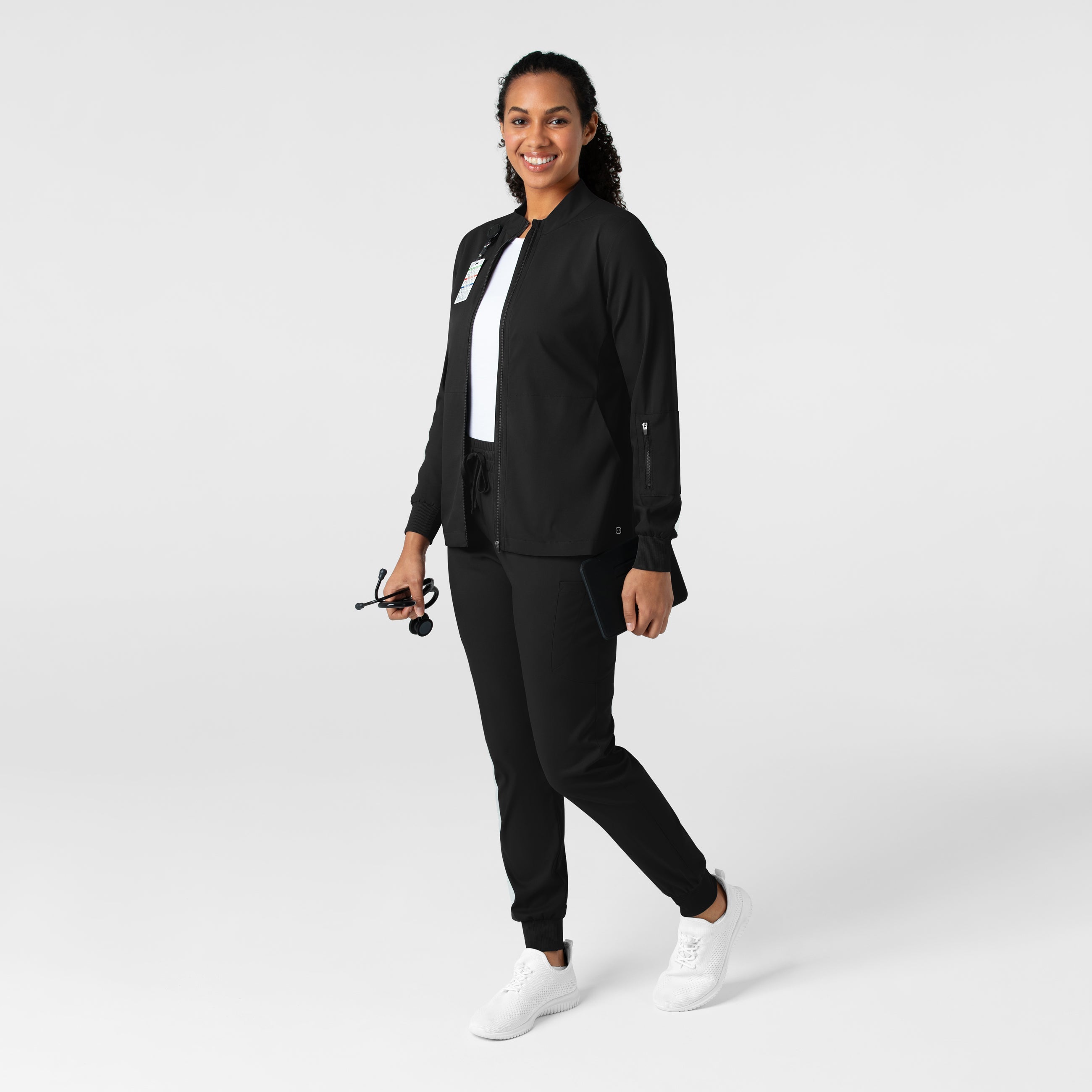 Boundless 8151 Warm Up Scrub Jacket Black