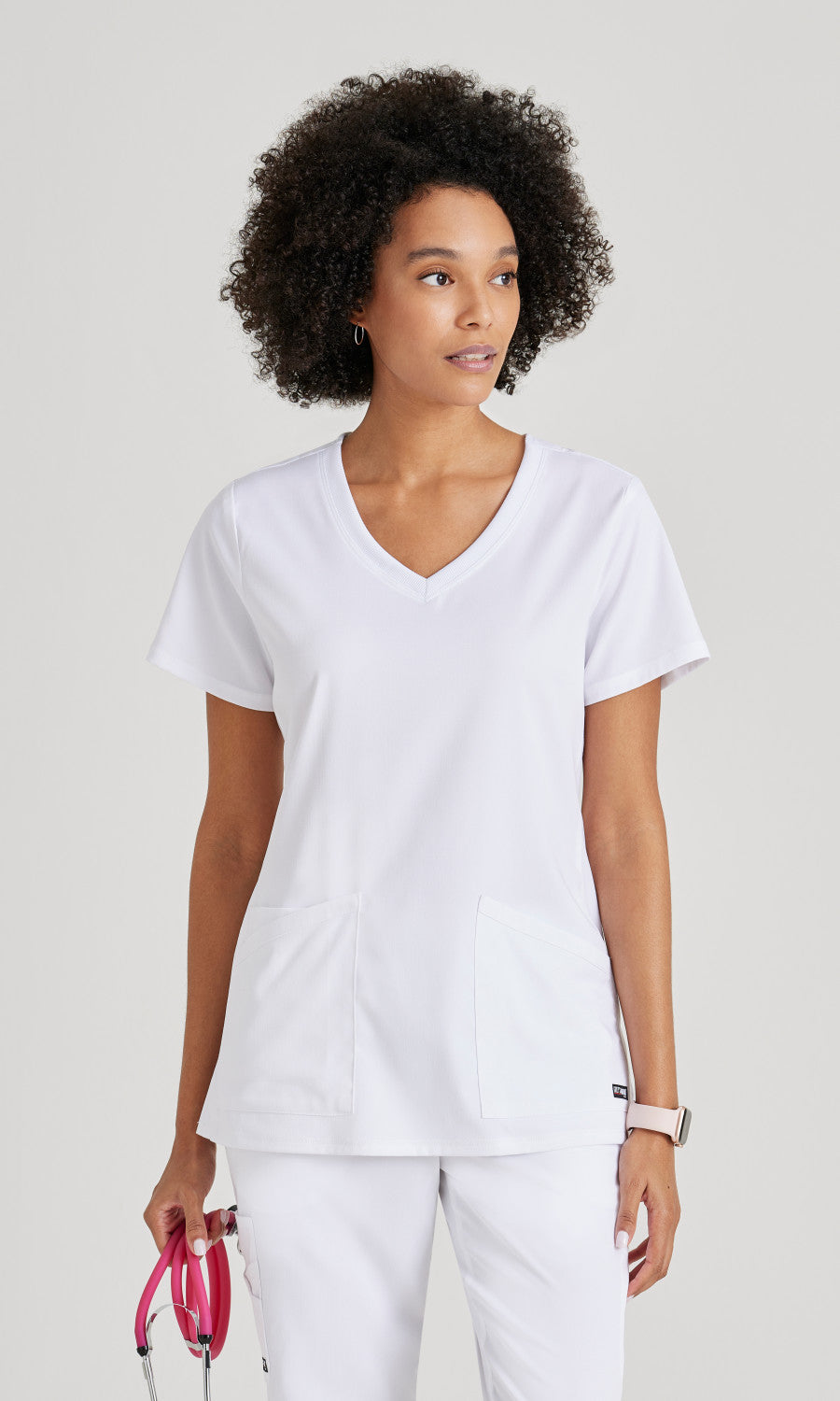 Grey's Anatomy Stretch GRST045 Serena Scrub Top White
