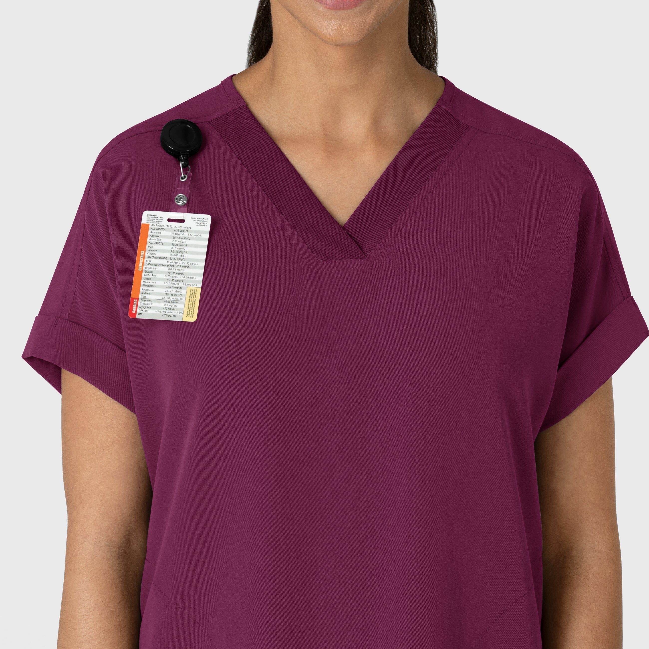 Nova 6232 Drop Shoulder Boxy Scrub Top Wine