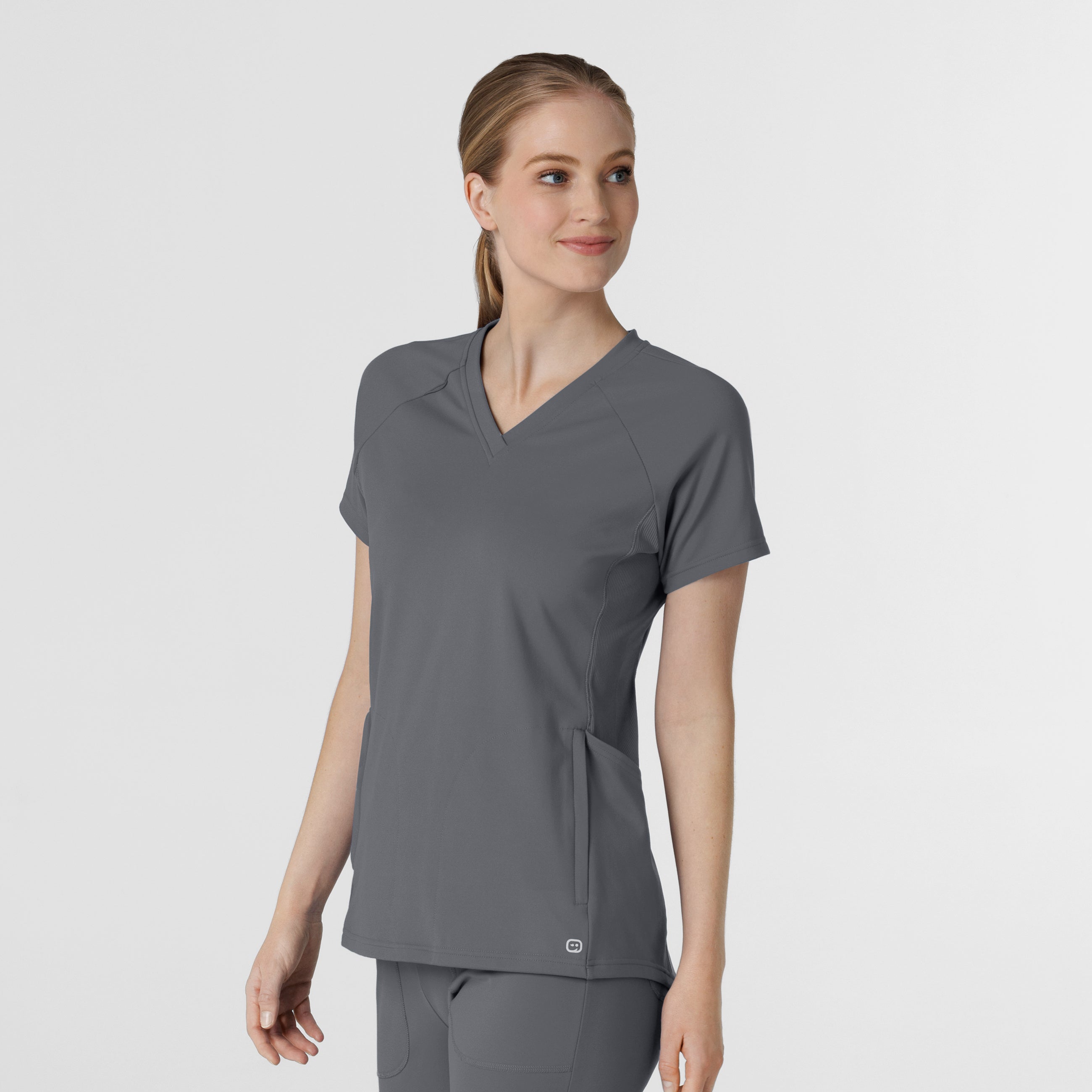 RENEW 6259 Knit Flex-n-Reach V-Neck Raglan Scrub Top Pewter
