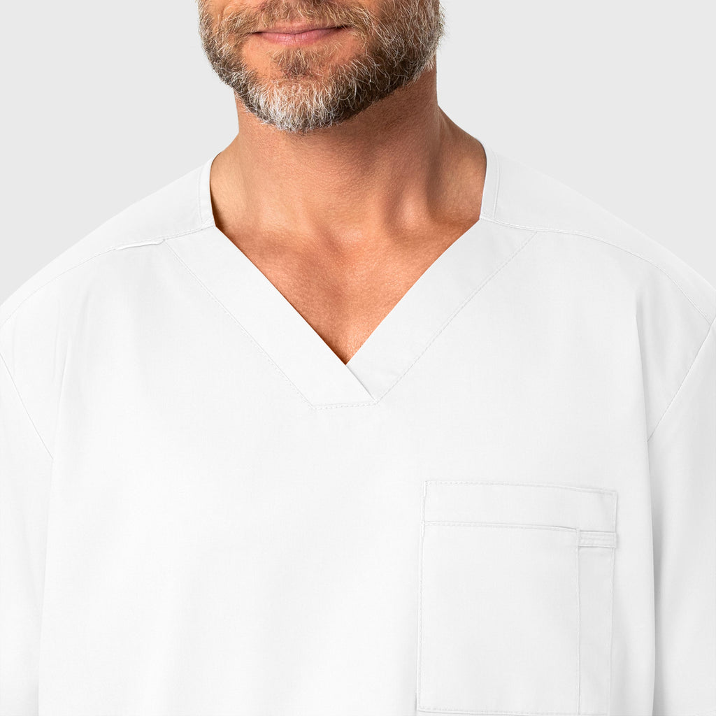 WonderWORK 103 Men's V-Neck Scrub Top White