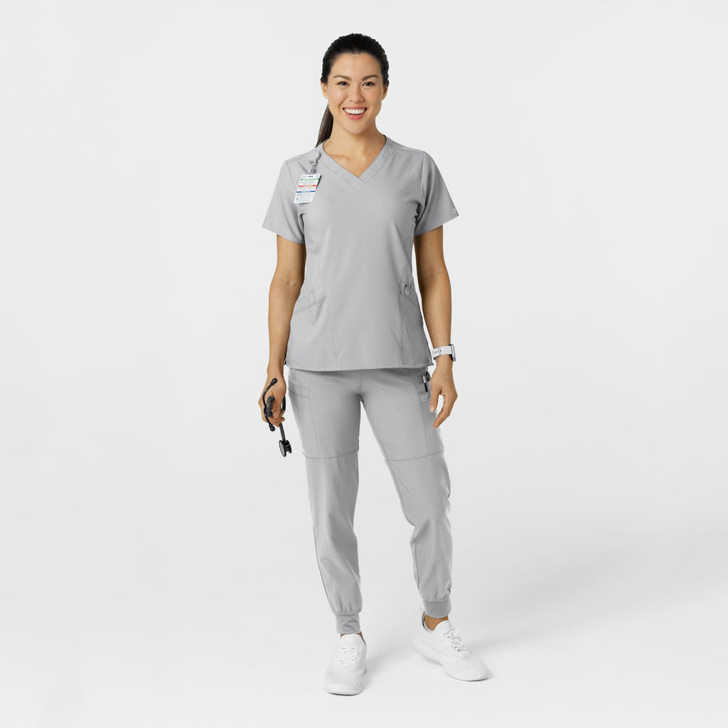 W123 5555 Comfort Waist Cargo Jogger Scrub Pants Grey